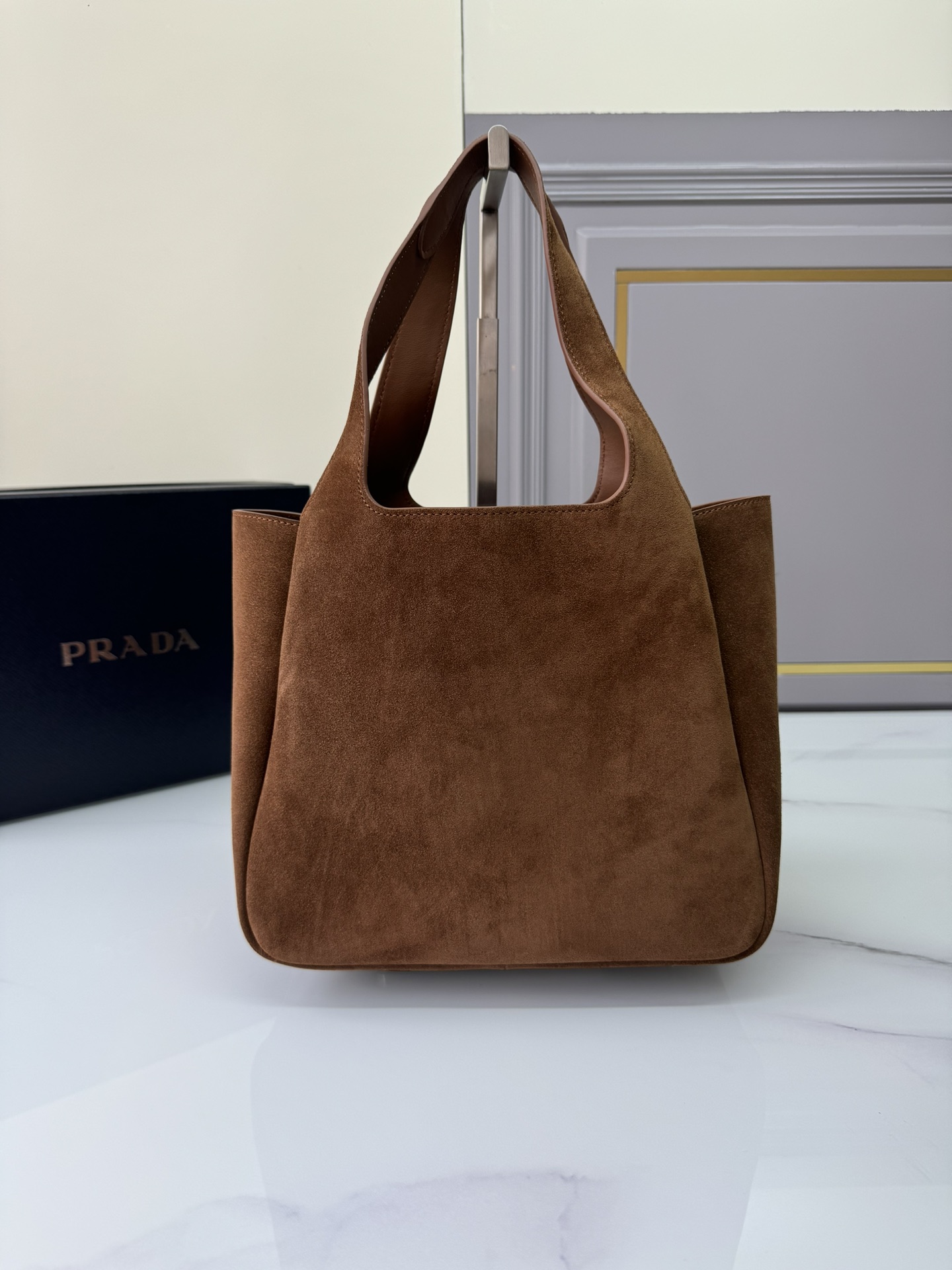 [Top] PRADA Sheepskin Bucket Bag 25x21.5x14cm/18x16x10cm - Brown