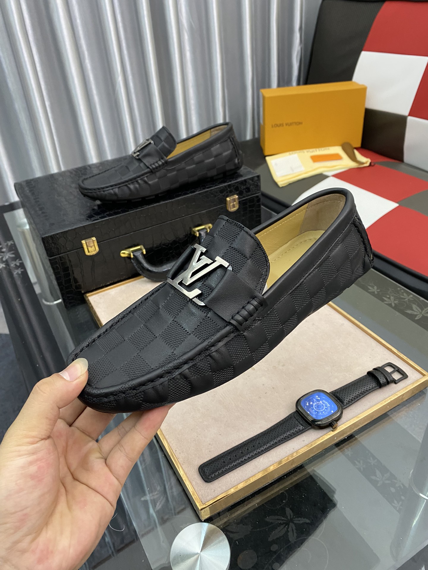 [TOP] Louis Vuitton LV  Men's Leather Shoes - Black
