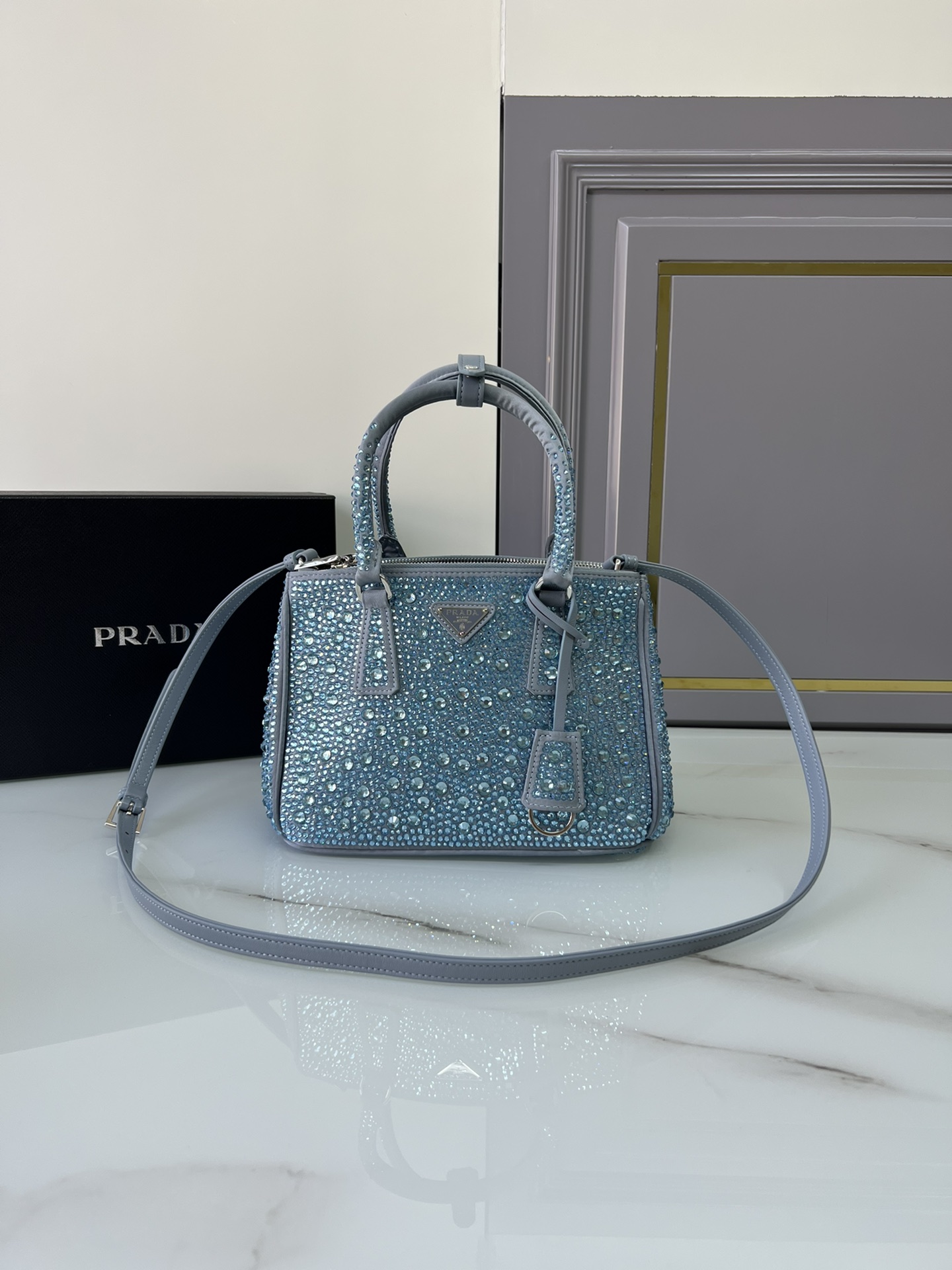 [TOP] PRADA Galleria Bag Gypsophila Mini 20x14.5x9.5cm/24.5x16.5x11cm - 6 Colour