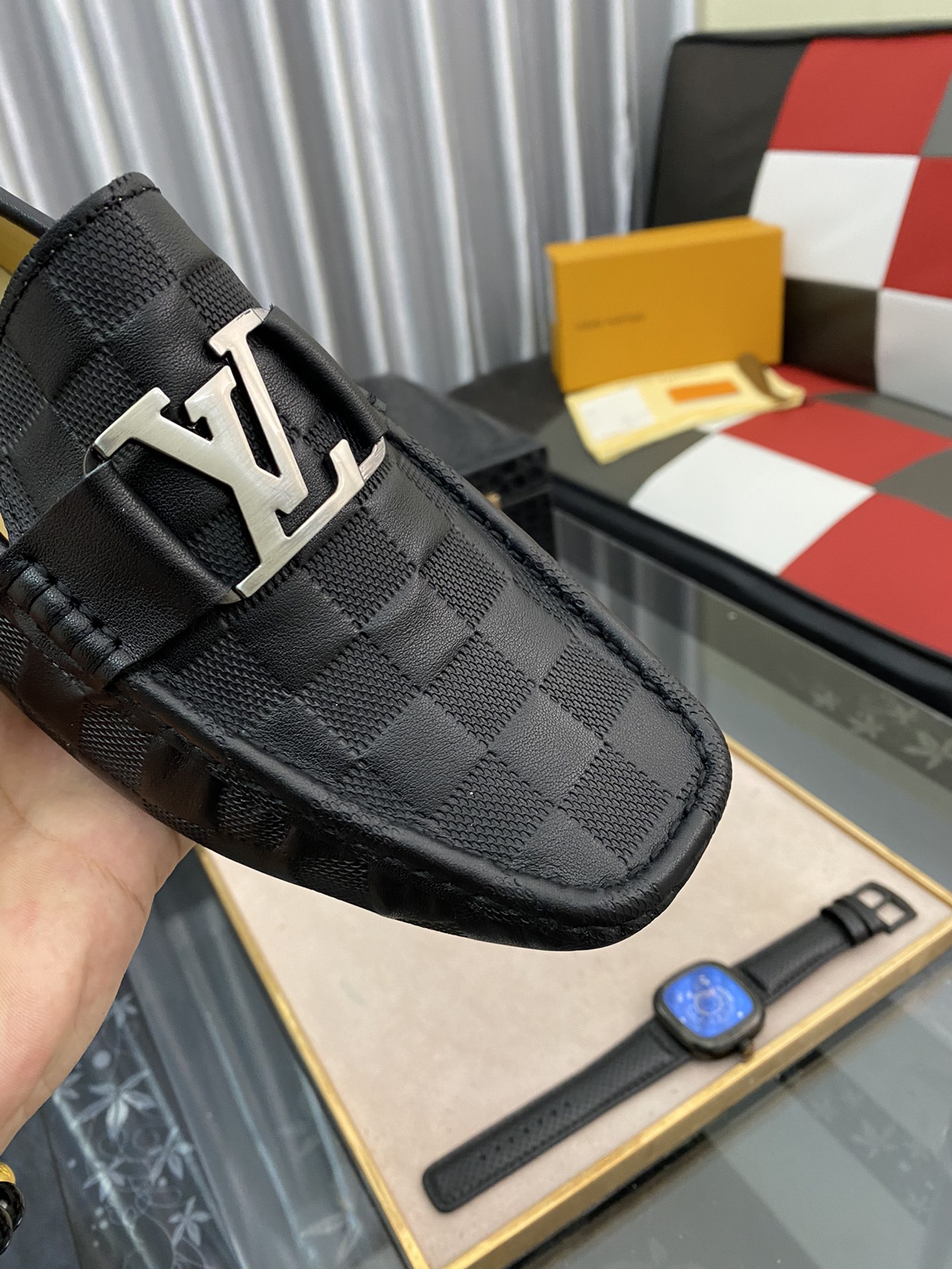 [TOP] Louis Vuitton LV  Men's Leather Shoes - Black