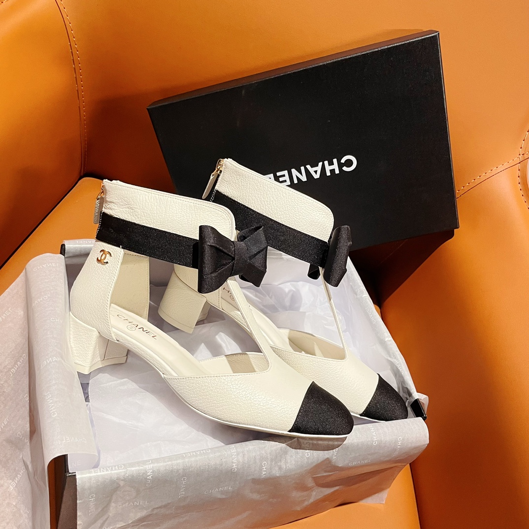 [TOP] CHANEL 4cm Mid Heel Platform Pumps - 4 Color