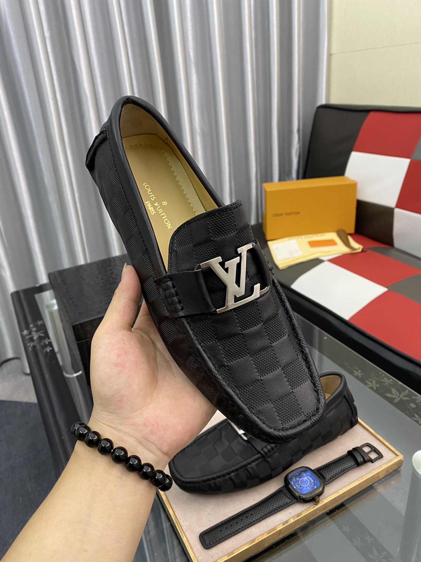 [TOP] Louis Vuitton LV  Men's Leather Shoes - Black