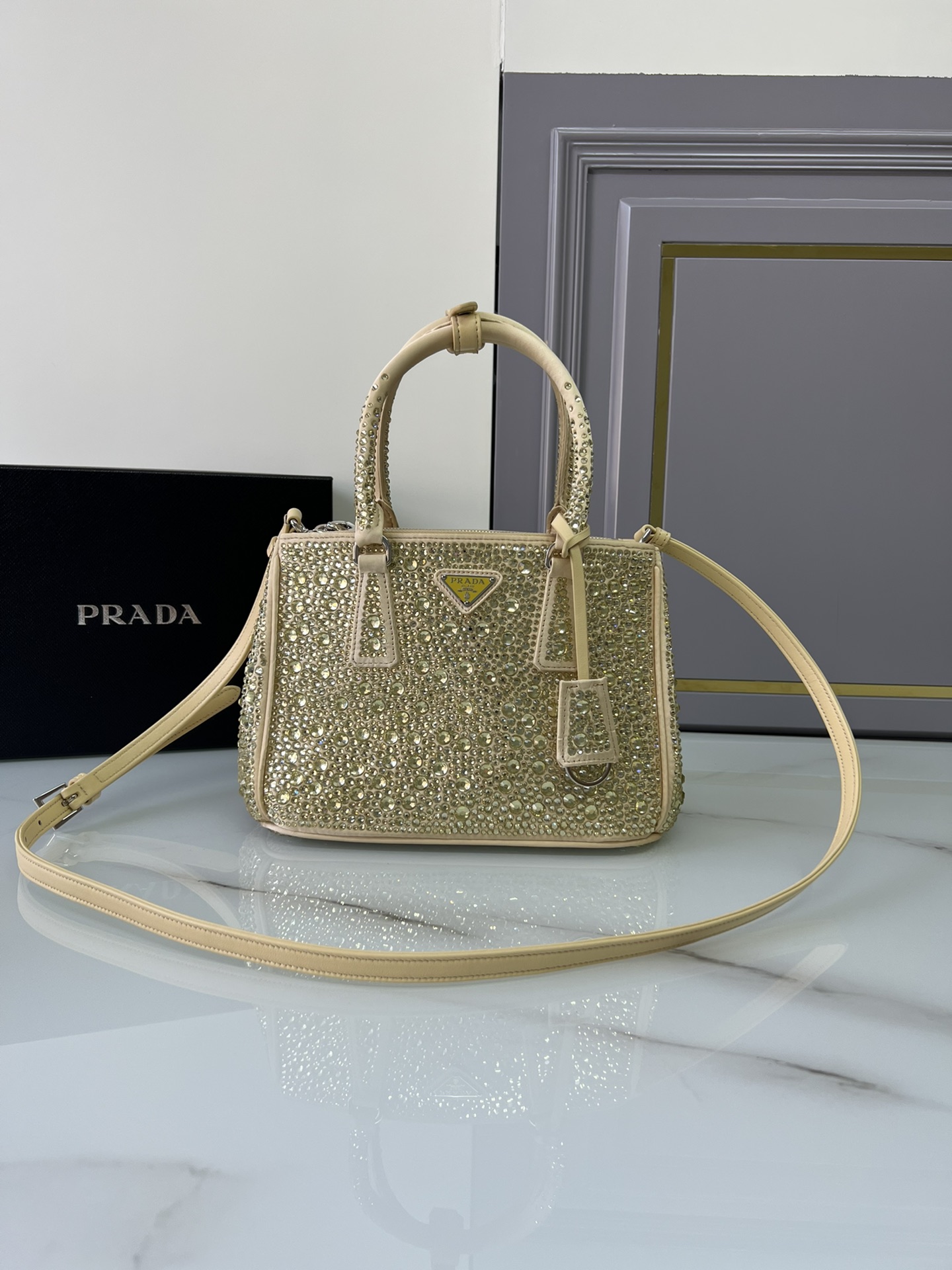 [TOP] PRADA Galleria Bag Gypsophila Mini 20x14.5x9.5cm/24.5x16.5x11cm - 6 Colour
