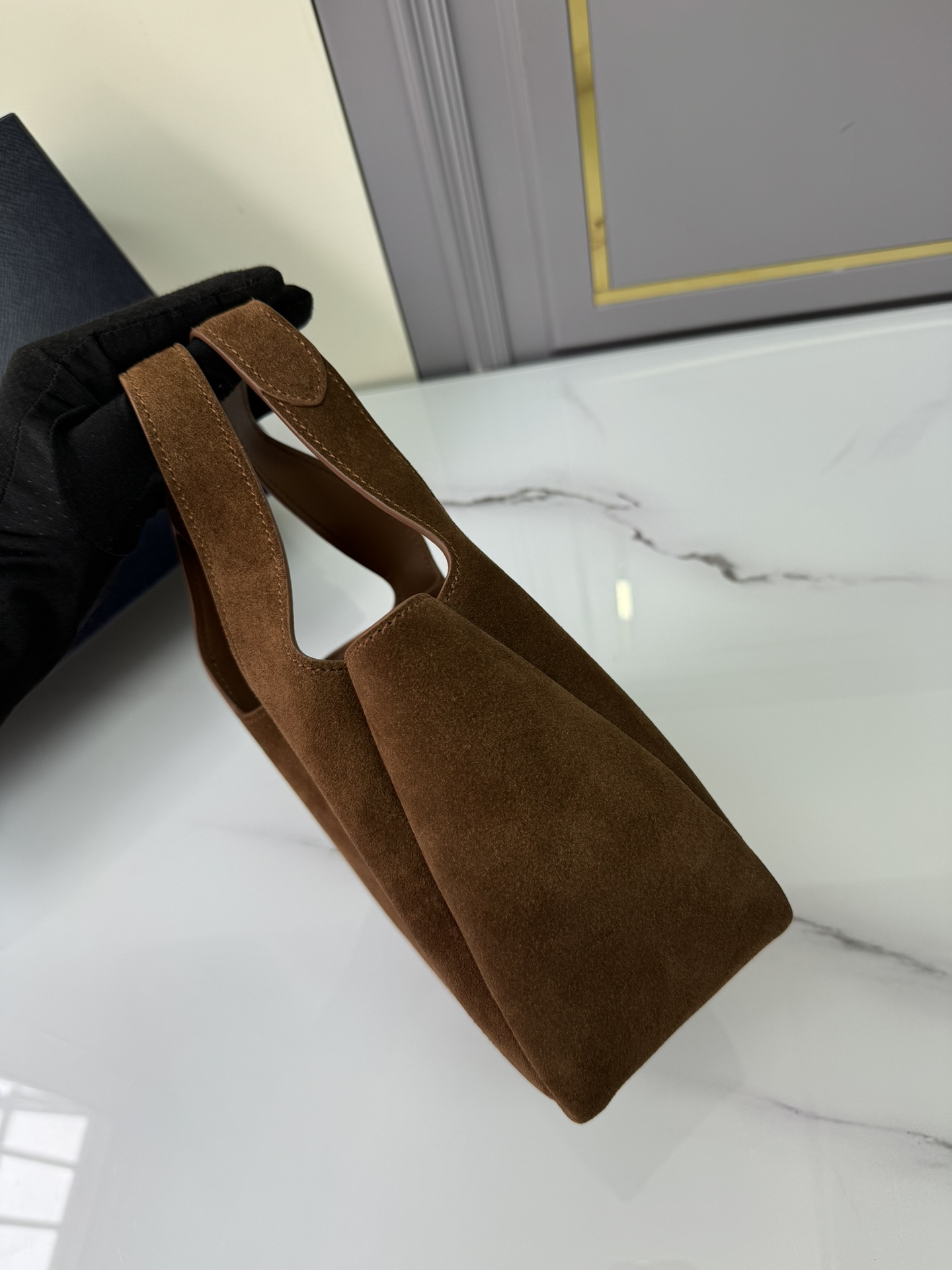 [Top] PRADA Sheepskin Bucket Bag 25x21.5x14cm/18x16x10cm - Brown