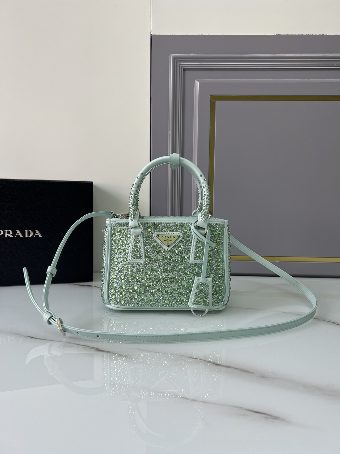 [TOP] PRADA Galleria Bag Gypsophila Mini 20x14.5x9.5cm/24.5x16.5x11cm - 6 Colour