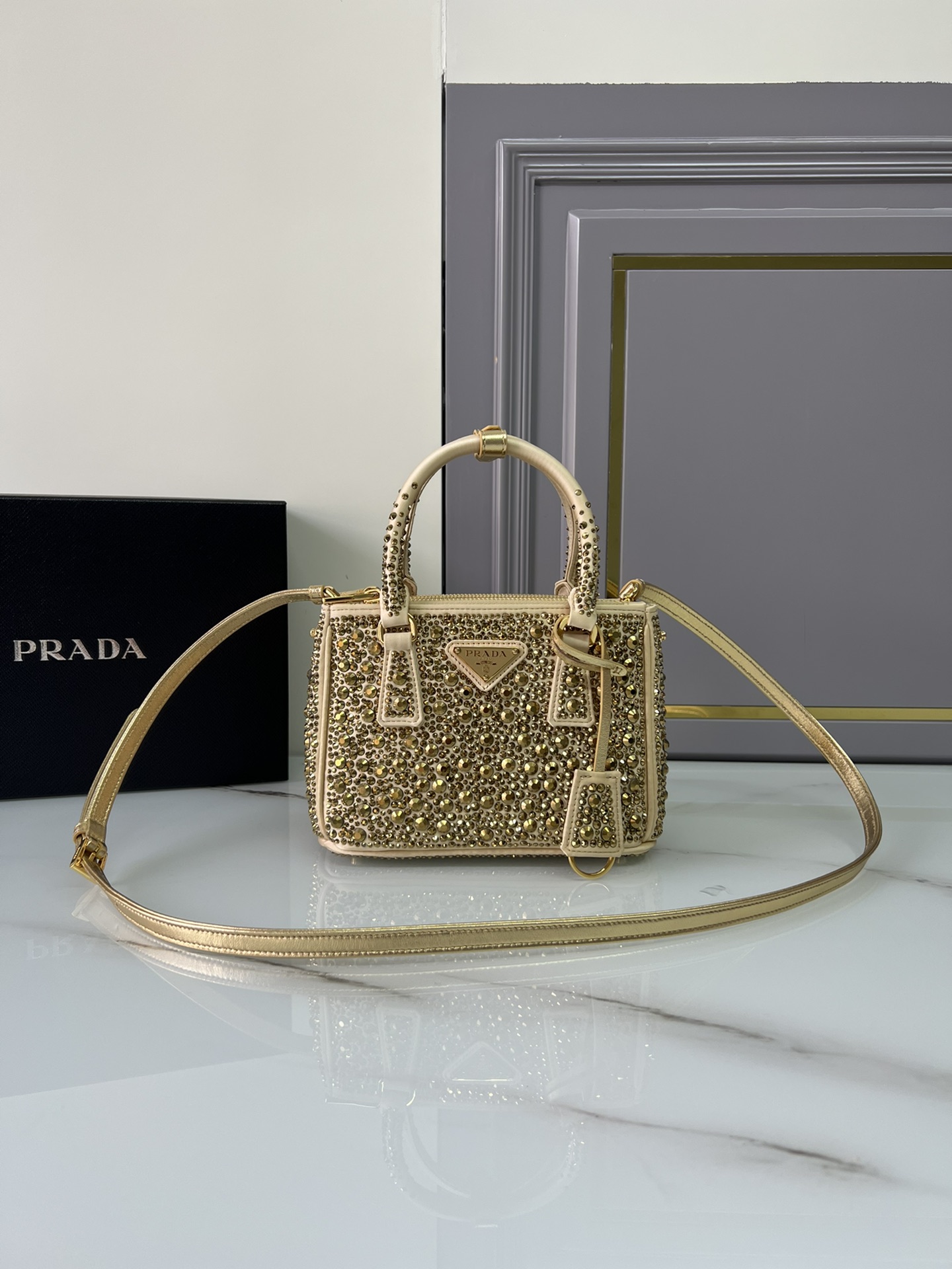 [TOP] PRADA Galleria Bag Gypsophila Mini 20x14.5x9.5cm/24.5x16.5x11cm - 6 Colour