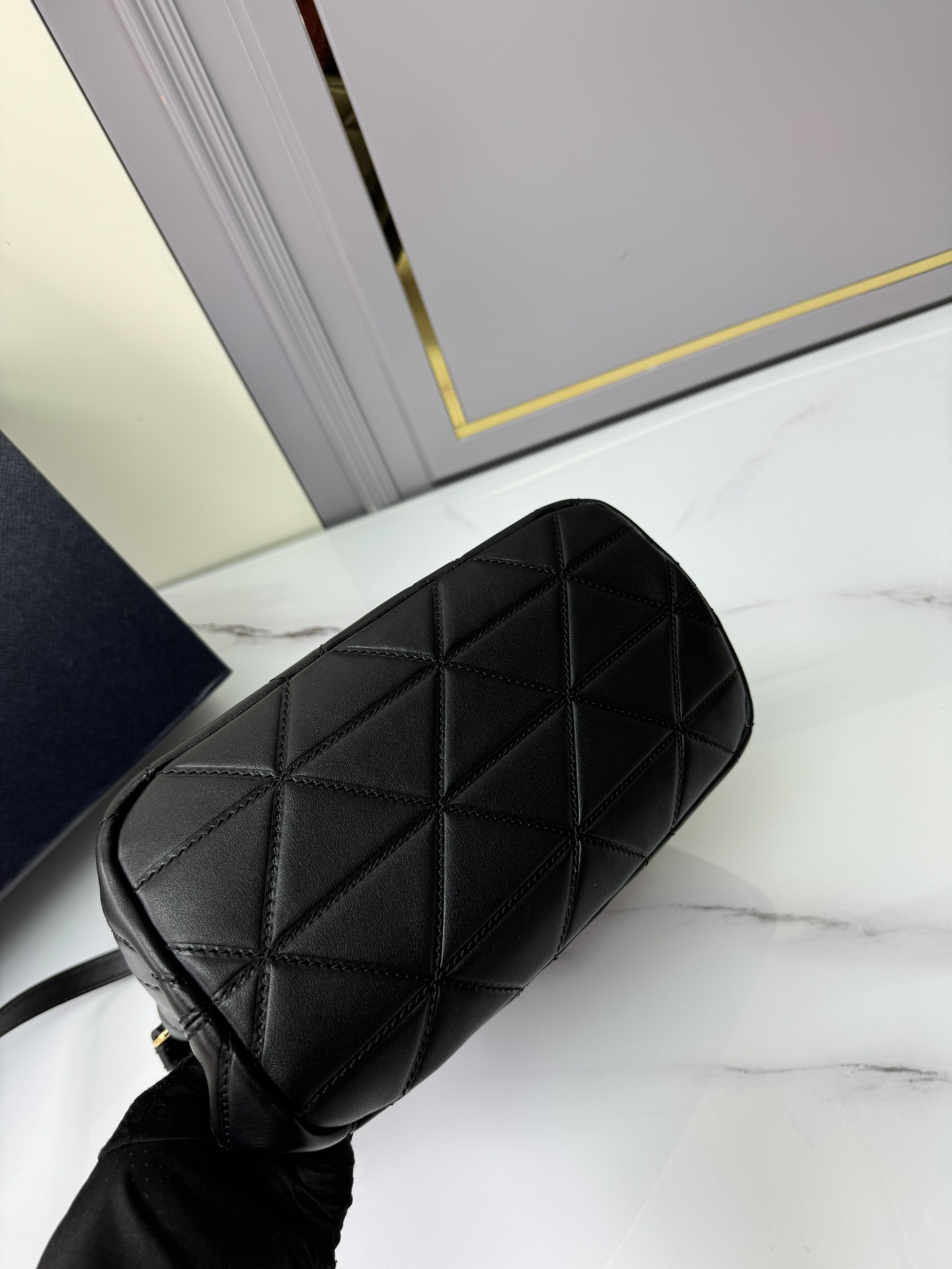 [TOP] PRADA Diamond-Shaped Cowhide Bag 26x17x13.5cm/35x22x15cm/38x25x17.5cm - Black