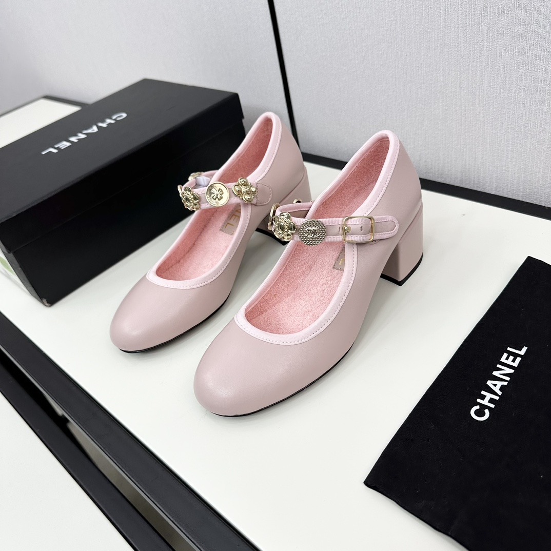 [TOP] CHANEL Mid Heel Leather Platform Pumps - 4 Color