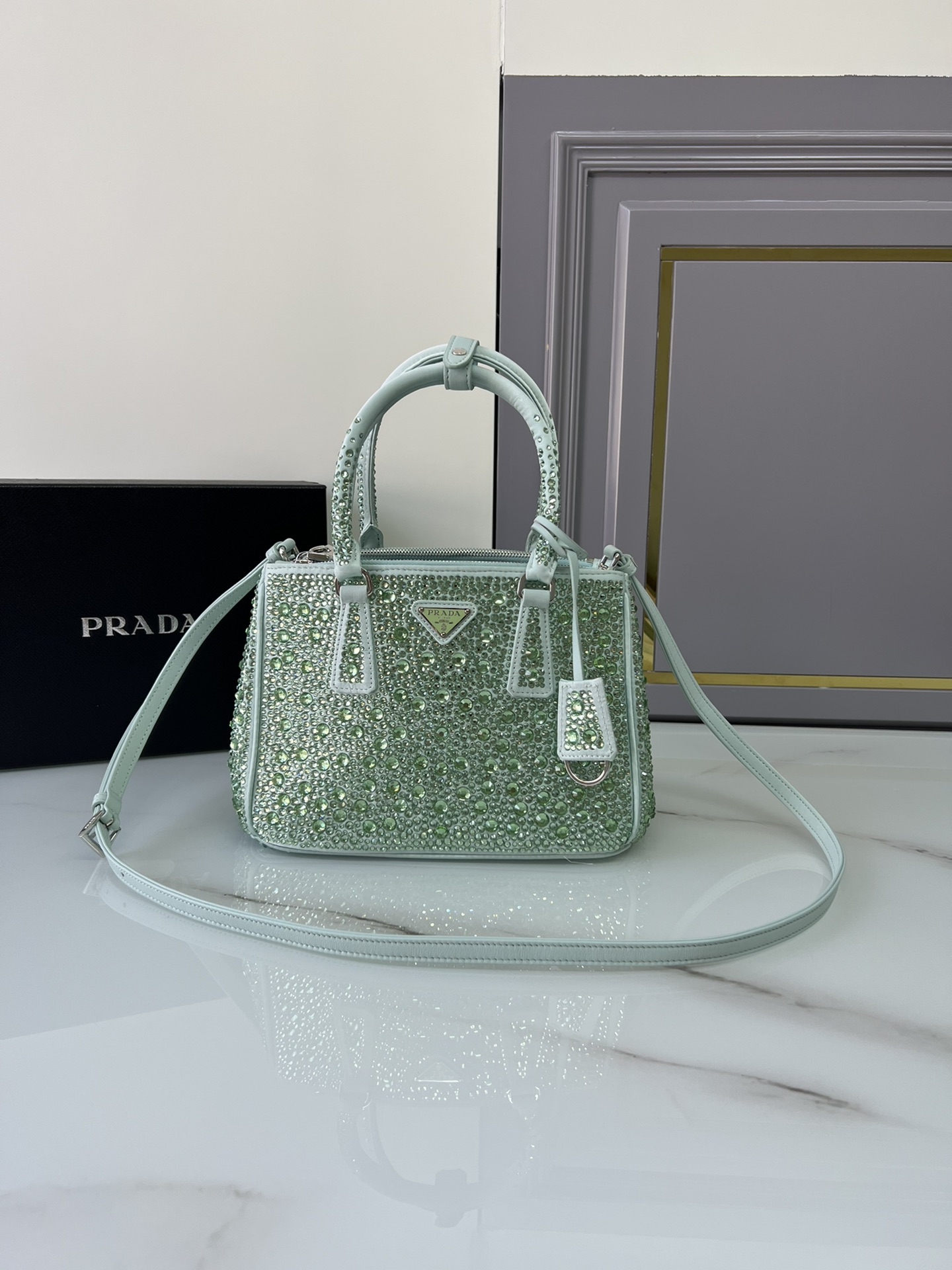 [TOP] PRADA Galleria Bag Gypsophila Mini 20x14.5x9.5cm/24.5x16.5x11cm - 6 Colour