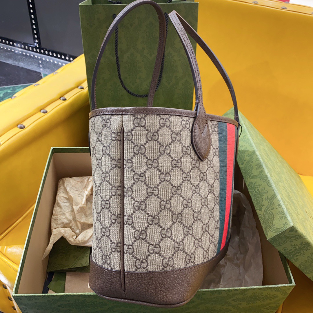 [TOP] GUCCI Ophidia  Monogram Tote Bag 25 x 22 x 12 cm-Brown