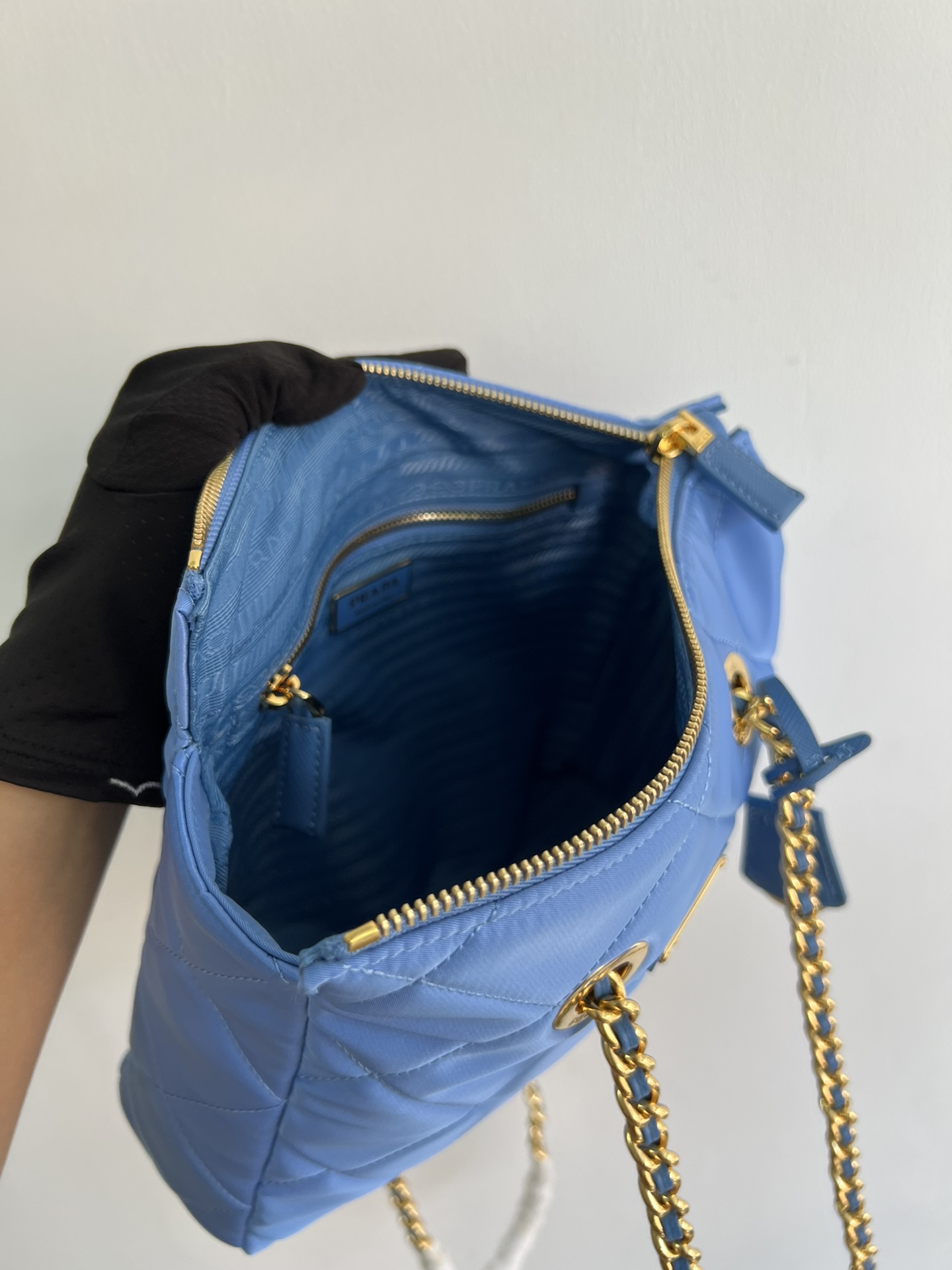 [TOP] PRADA Middle Chain Rhombus Bag 25*24*5CM - Blue