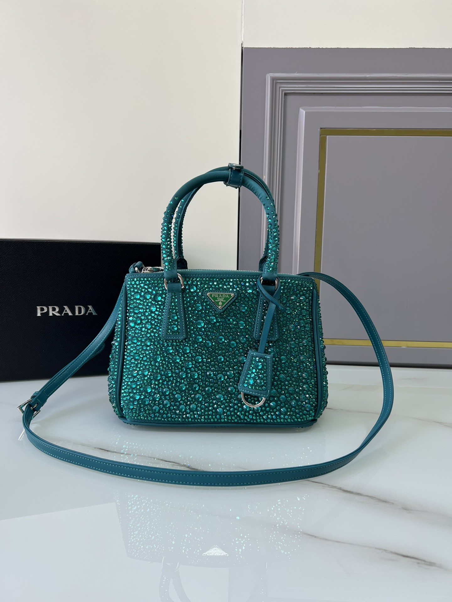 [TOP] PRADA Galleria Bag Gypsophila Mini 20x14.5x9.5cm/24.5x16.5x11cm - 6 Colour