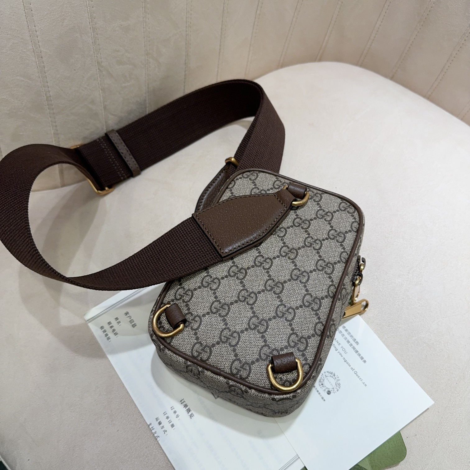 [TOP] GUCCI Ophidia Shoulder Bag 12 x 18 x 6.9 cm-Brown