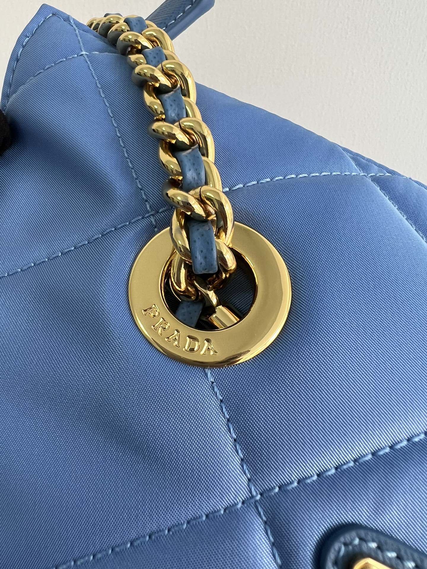 [TOP] PRADA Middle Chain Rhombus Bag 25*24*5CM - Blue