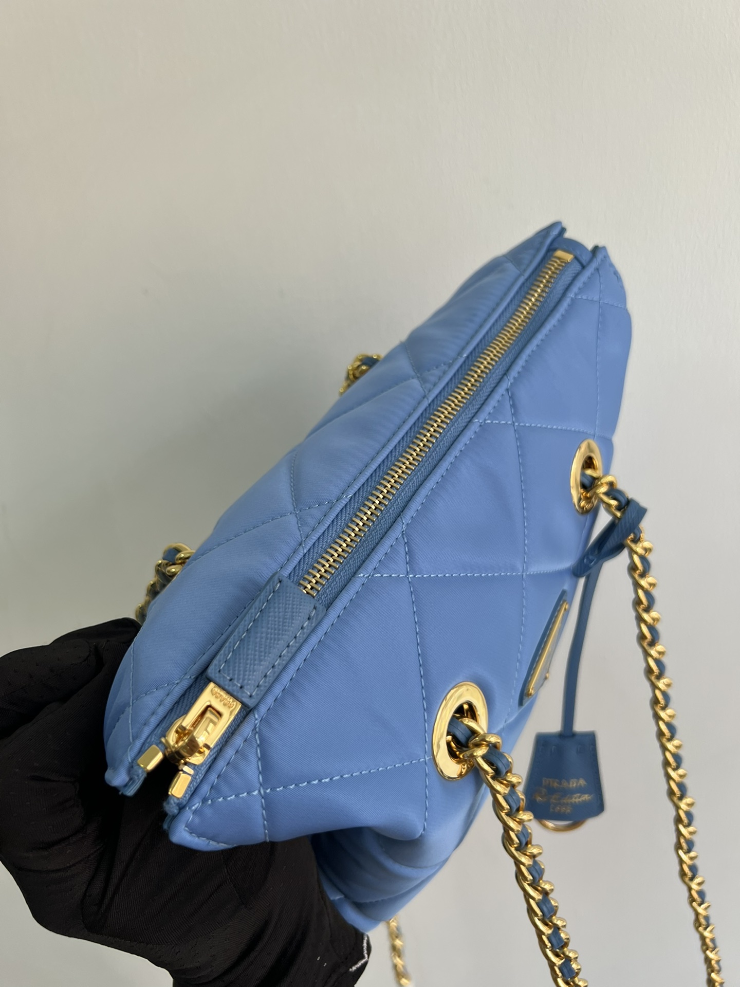 [TOP] PRADA Middle Chain Rhombus Bag 25*24*5CM - Blue