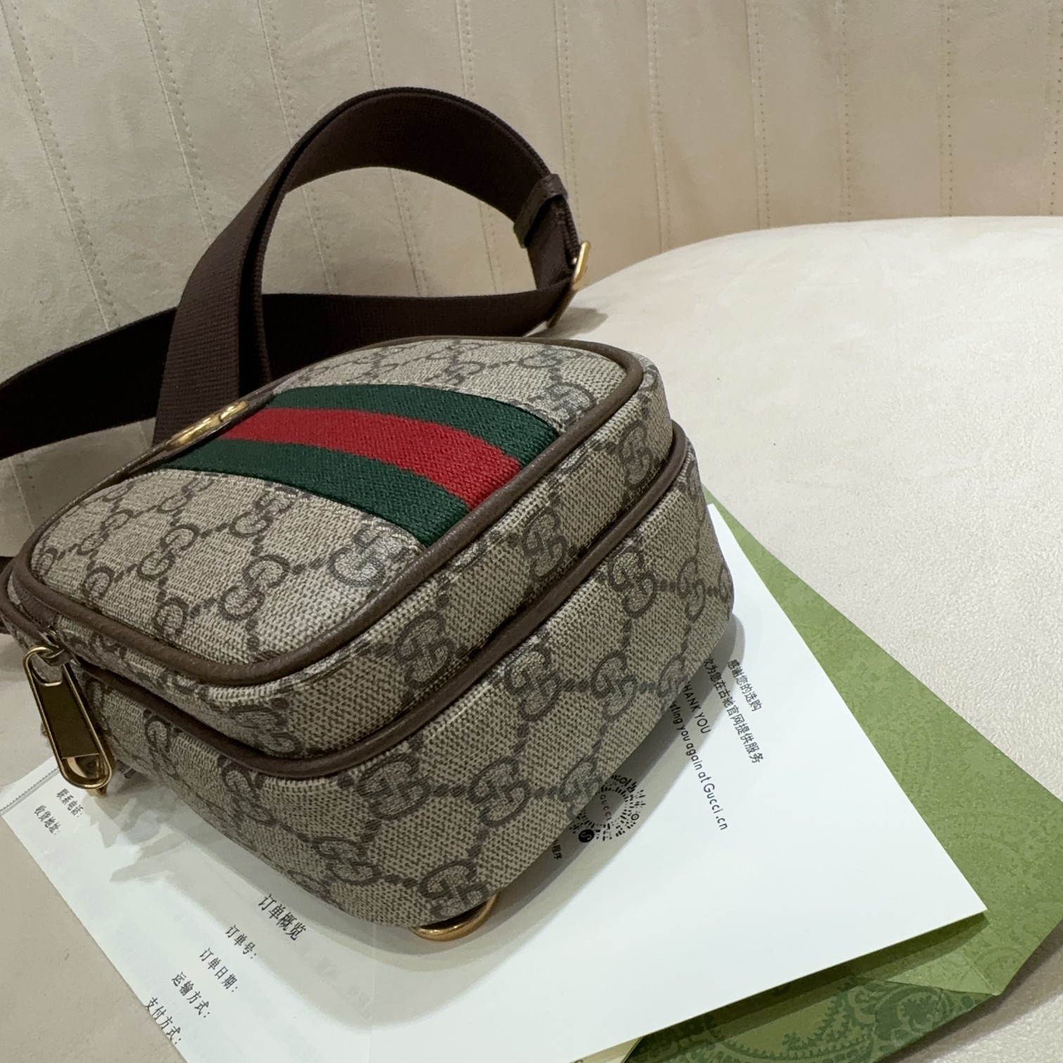 [TOP] GUCCI Ophidia Shoulder Bag 12 x 18 x 6.9 cm-Brown