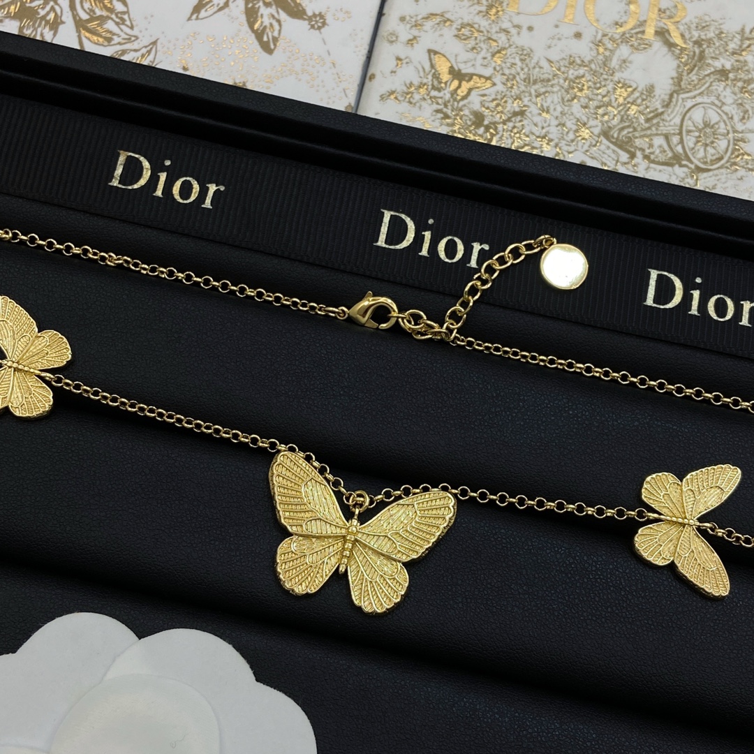 [TOP] Christian Dior Butterfly Necklace - Gold