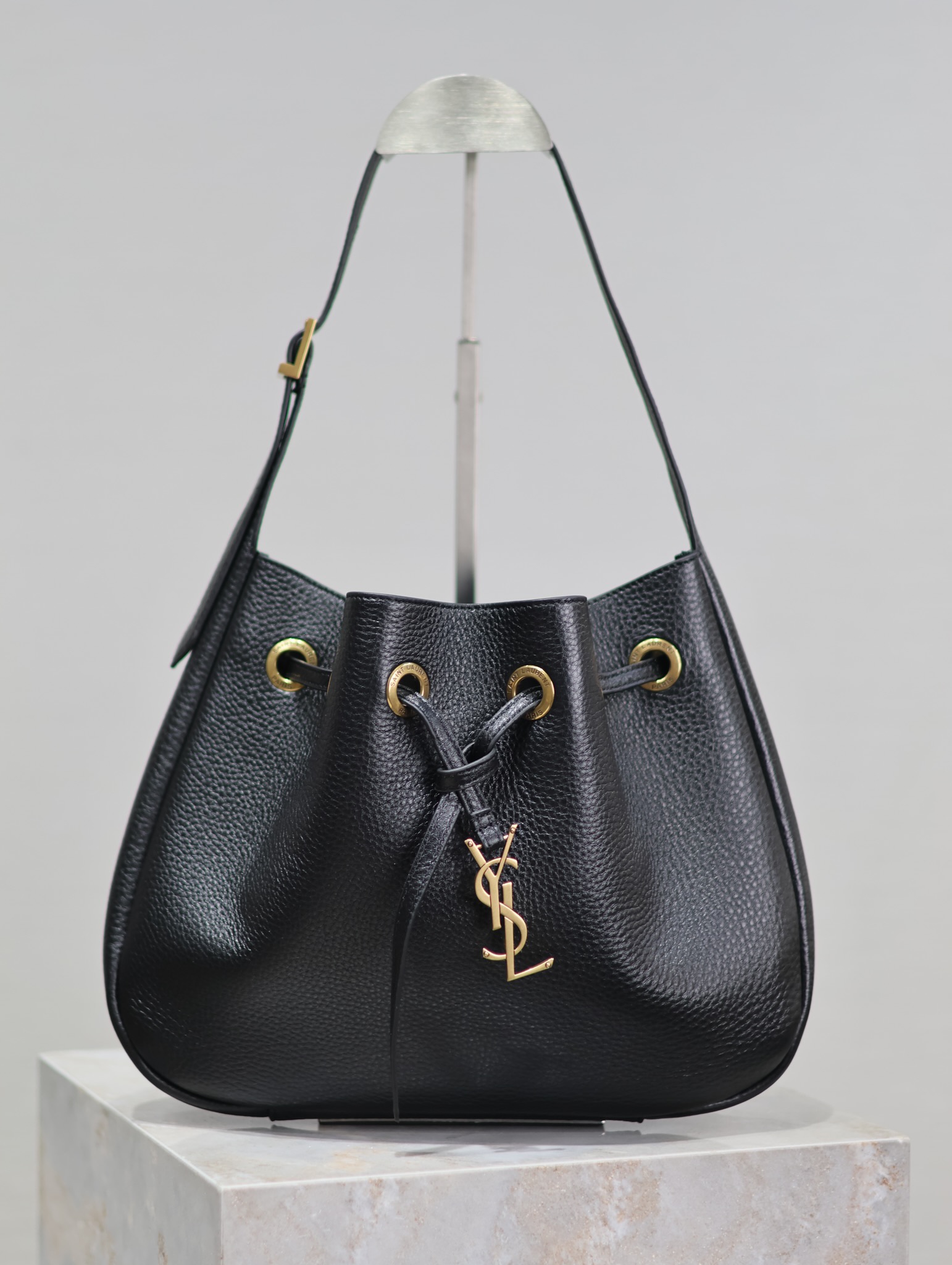 [TOP] Yves Saint Laurent YSL Paris VII Small Hobo Bag 30×25×3cm - Black