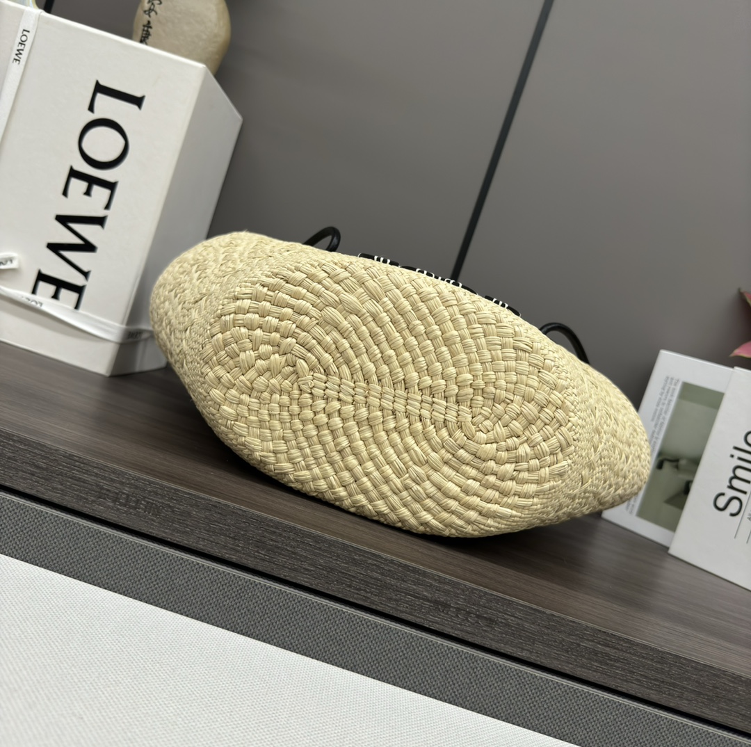 [TOP] LOEWE Anagram Basket Bag in Iraca Palm and Calfskin 34*13*16.5CM - 2 Colour