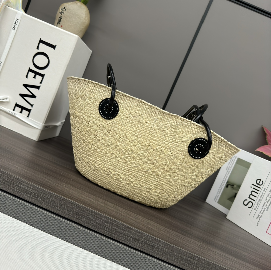 [TOP] LOEWE Anagram Basket Bag in Iraca Palm and Calfskin 34*13*16.5CM - 2 Colour