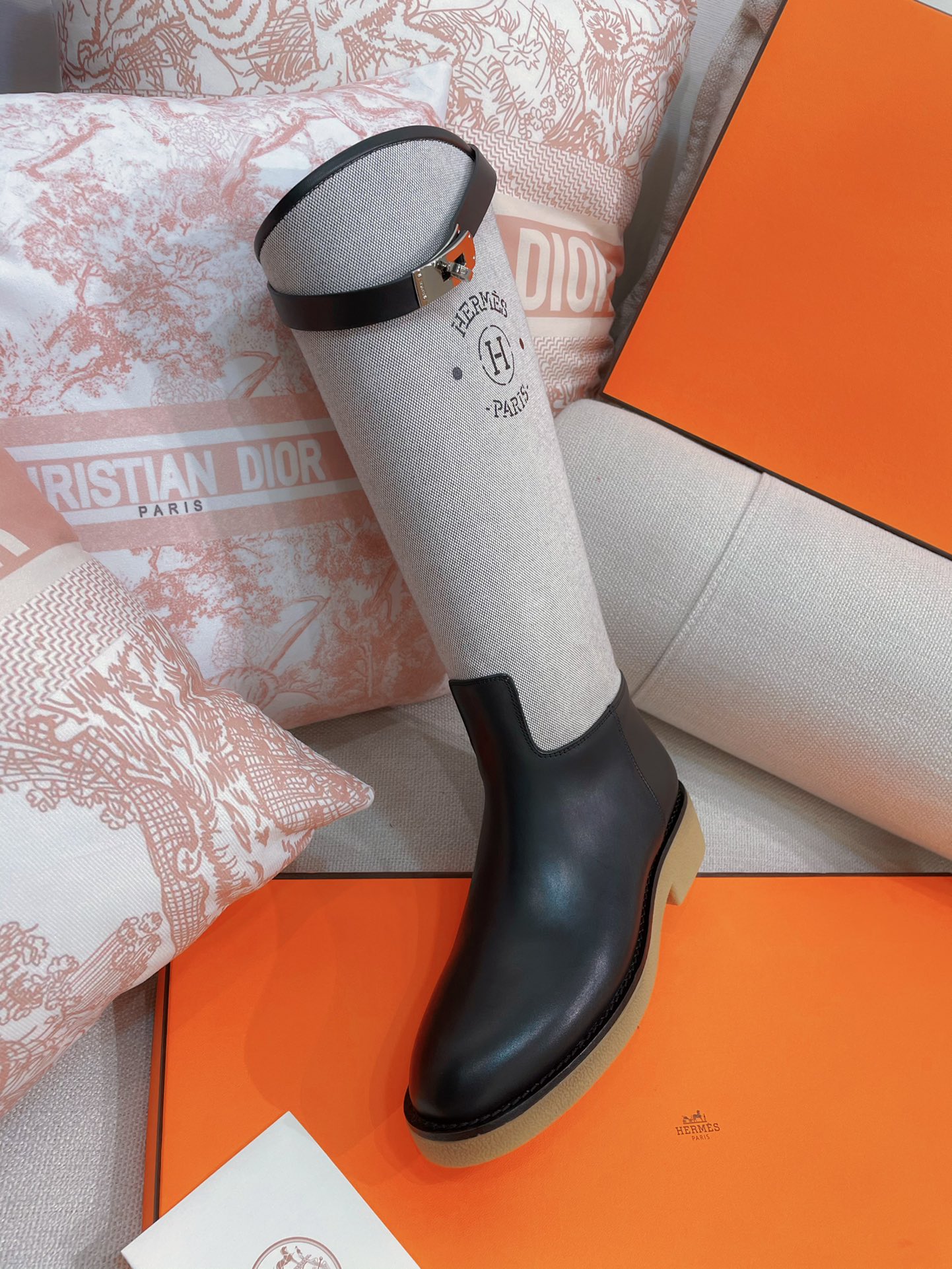 [TOP] HERMES Kelly Bottes Jumping - Black