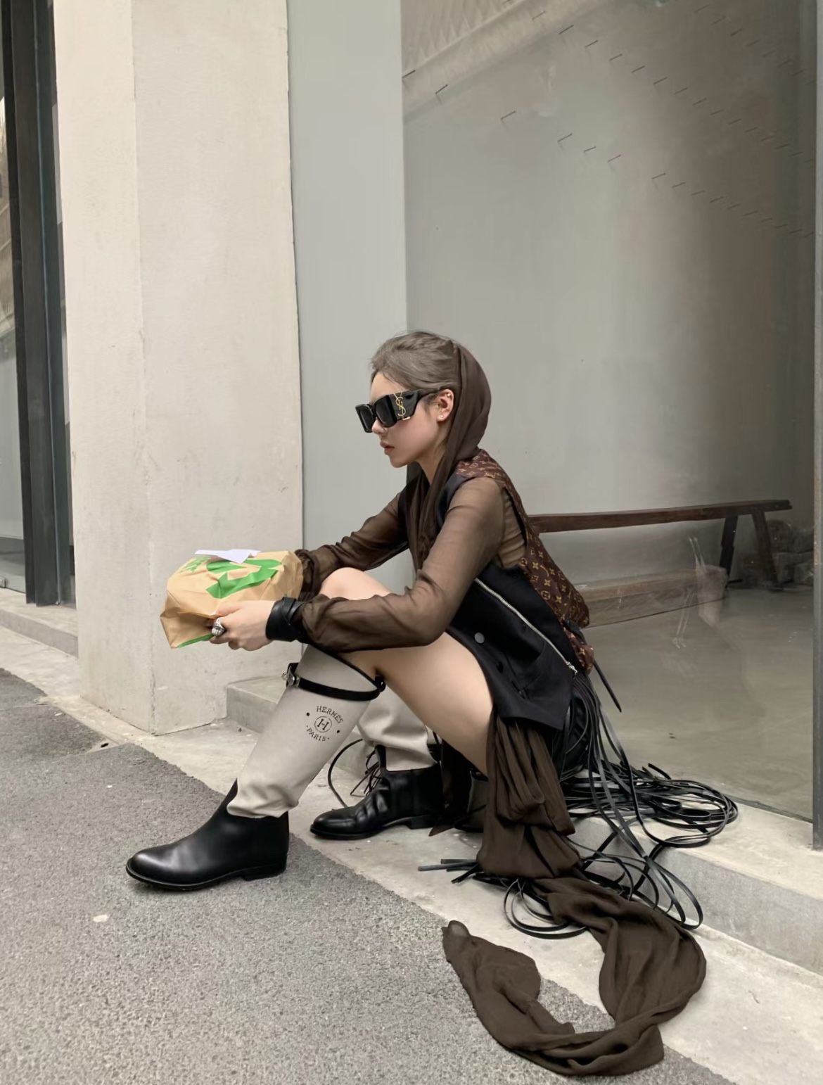 [TOP] HERMES Kelly Bottes Jumping - Black