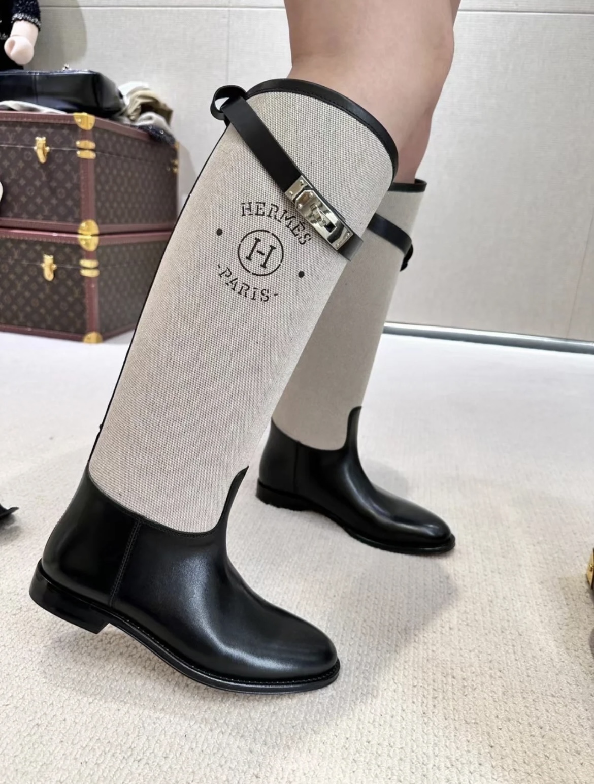 [TOP] HERMES Kelly Bottes Jumping - Black