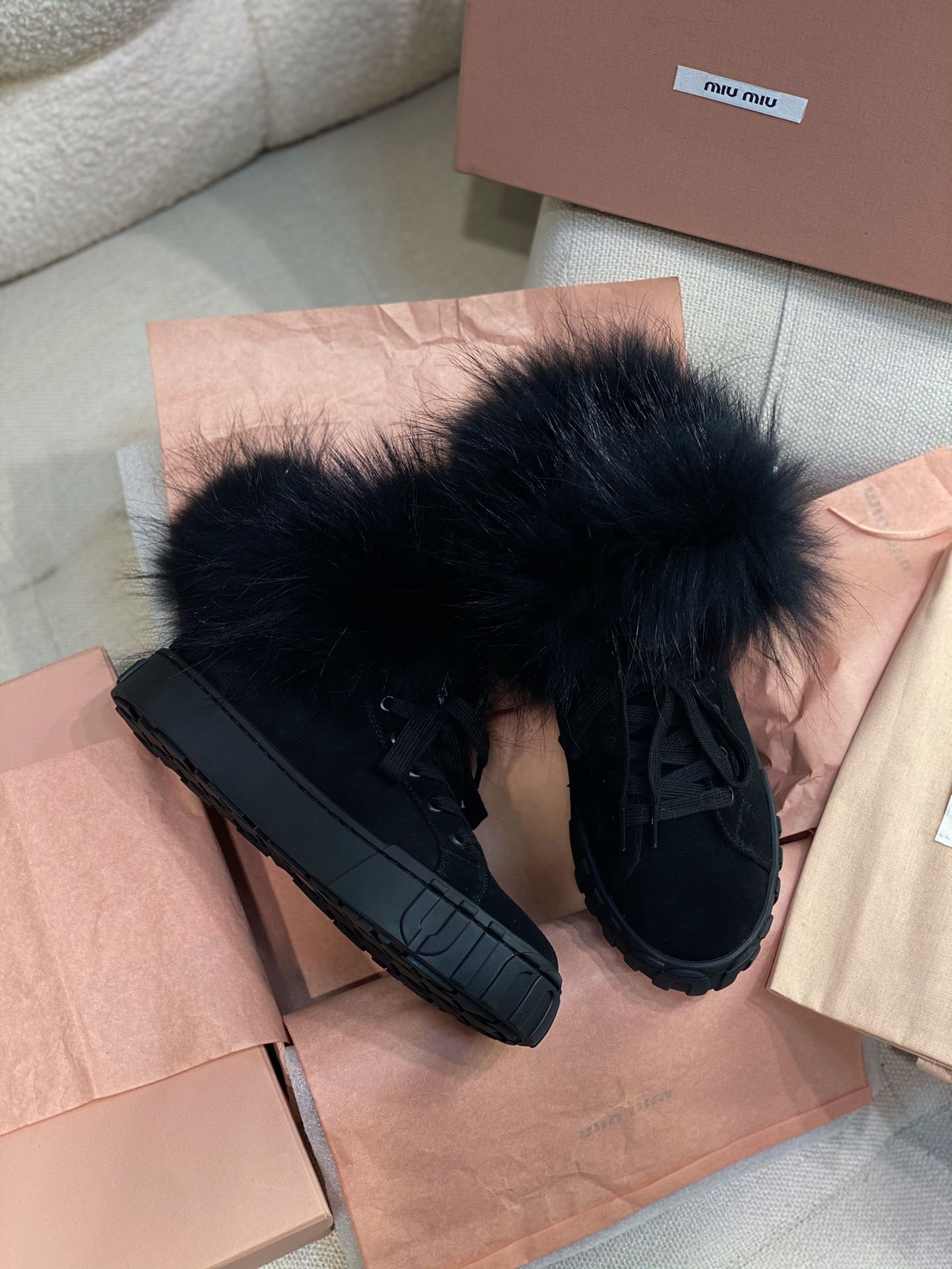 [TOP] Miu Miu Sheepskin Fur Snow Shoes - 2 Color