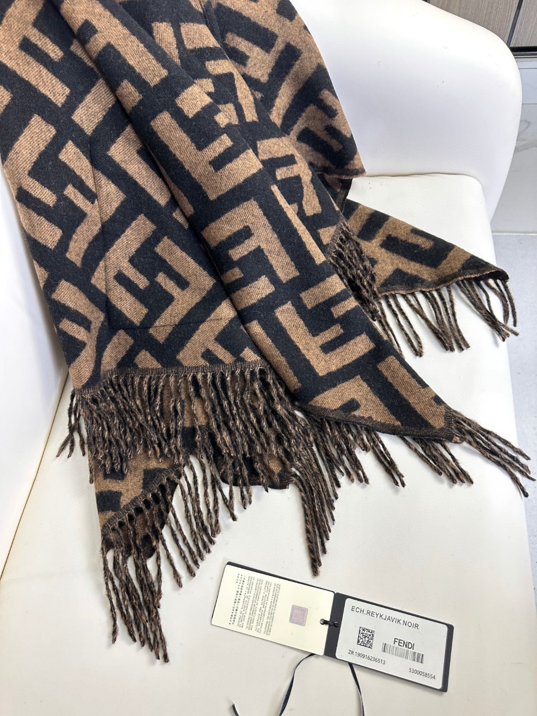 [TOP] FENDI FF Hooded Cape Shawl - Brown