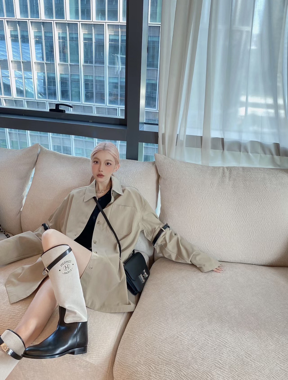 [TOP] HERMES Kelly Bottes Jumping - Black