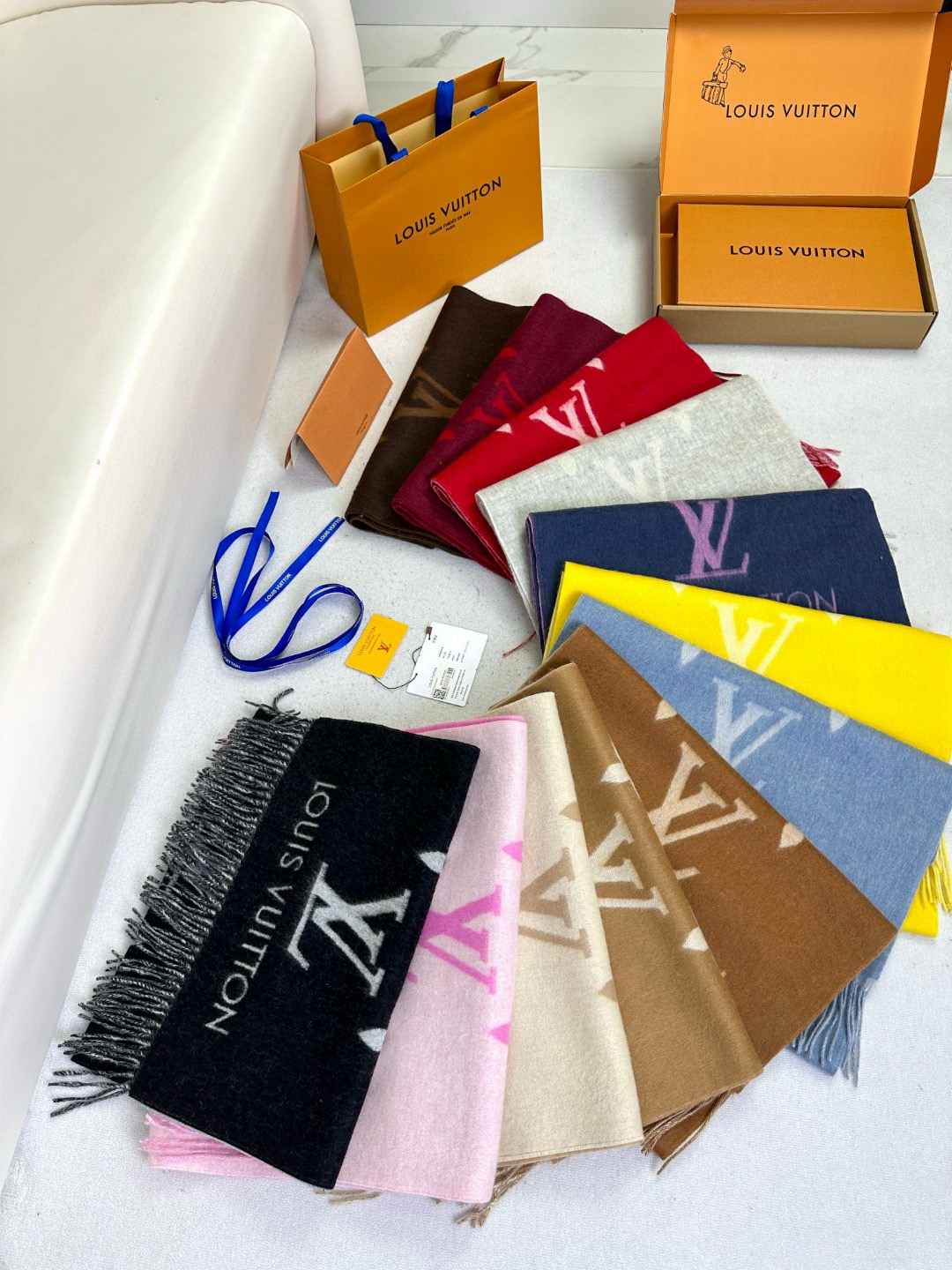 [TOP] Louis Vuitton LV 𝑹𝒆𝒚𝒌𝒋𝒂𝒗𝒊𝒌 Monogram Scarf 192x45cm - 12 Color