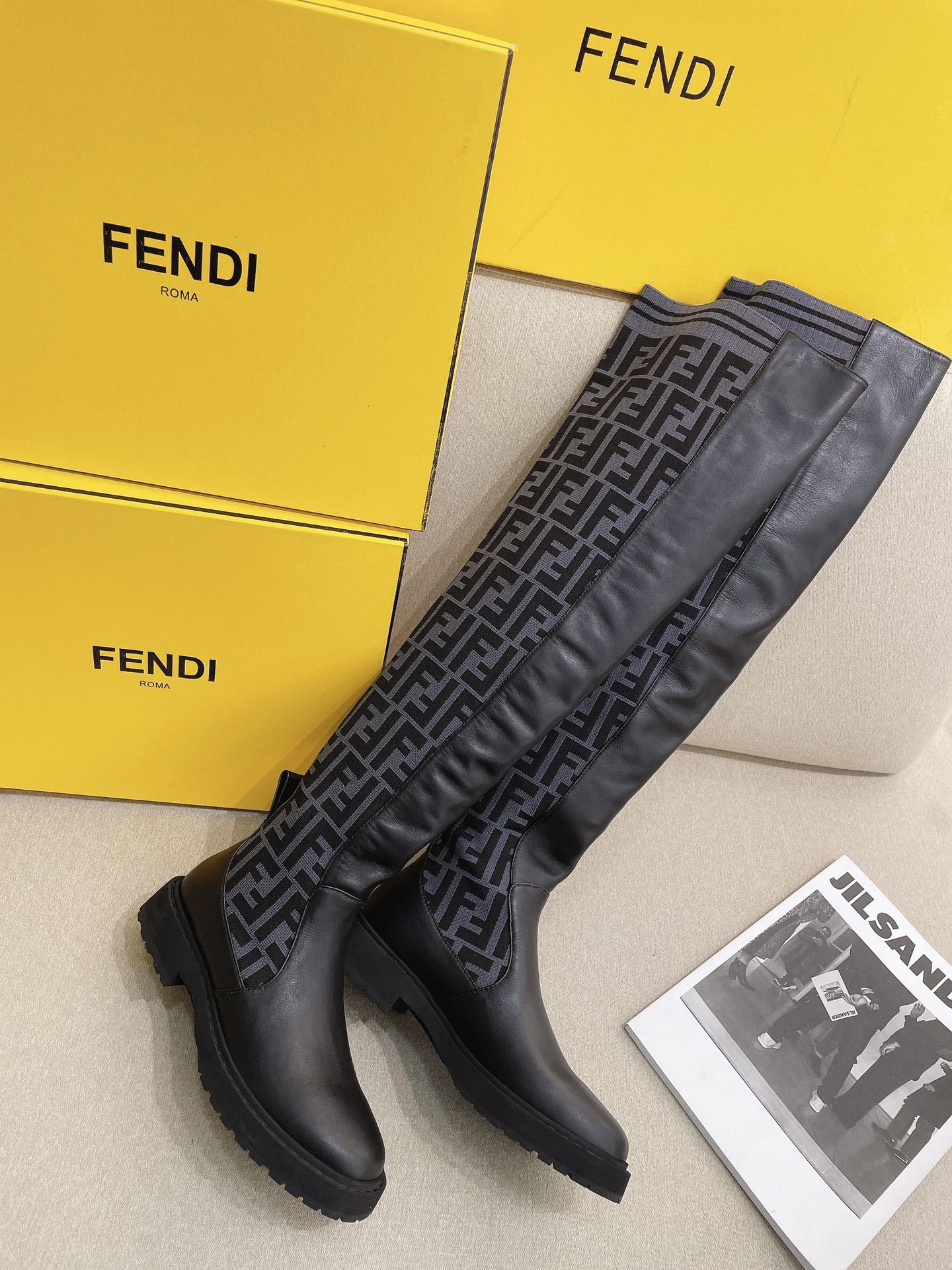 [TOP] FENDI FF Knitted Over-the-knee Boots - 3 Color