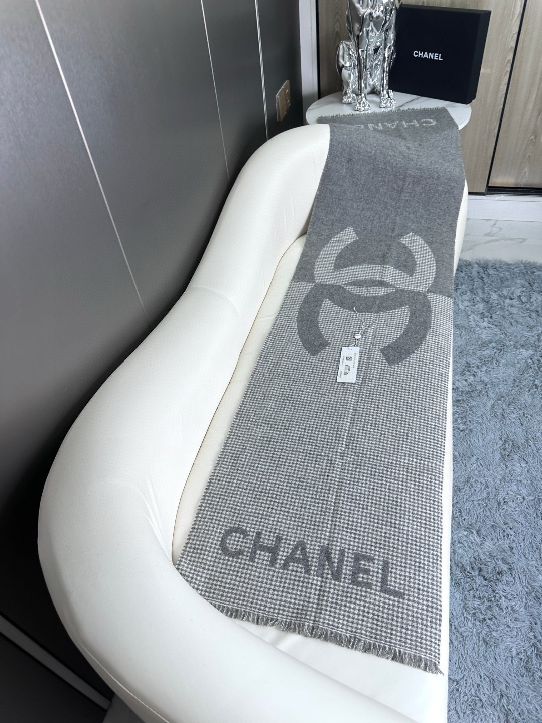 [TOP] Chanel Scarf with Houndstooth Color Matching 45×185 cm - 3 Colors