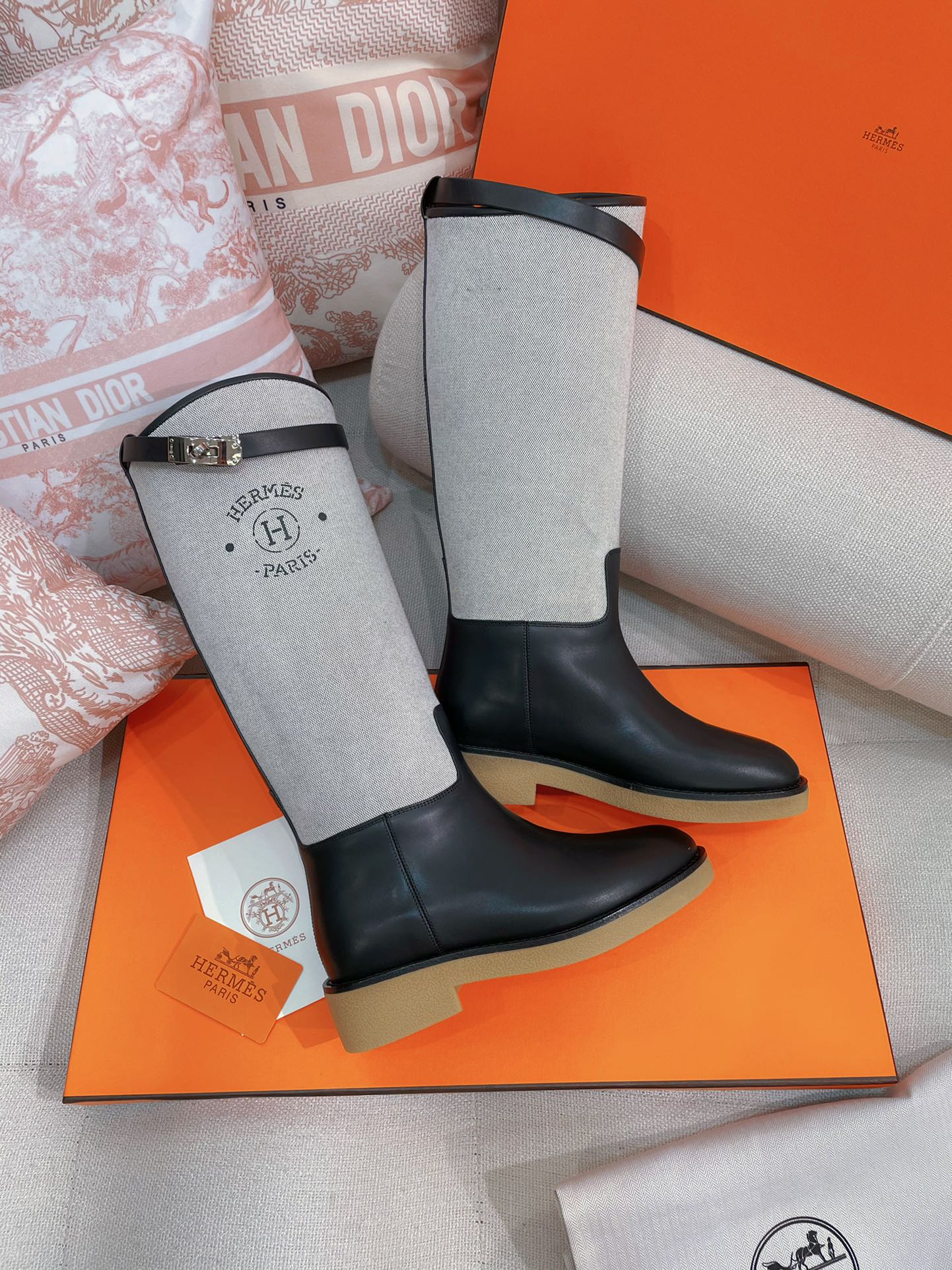 [TOP] HERMES Kelly Bottes Jumping - Black