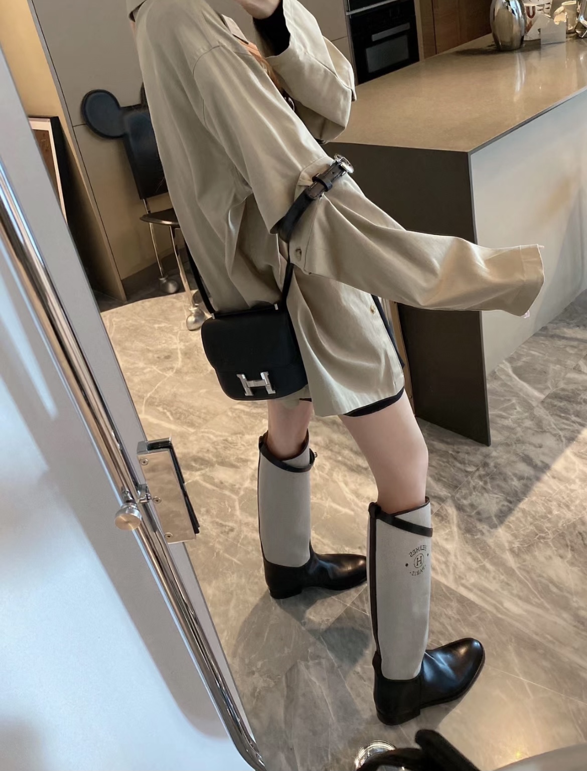 [TOP] HERMES Kelly Bottes Jumping - Black