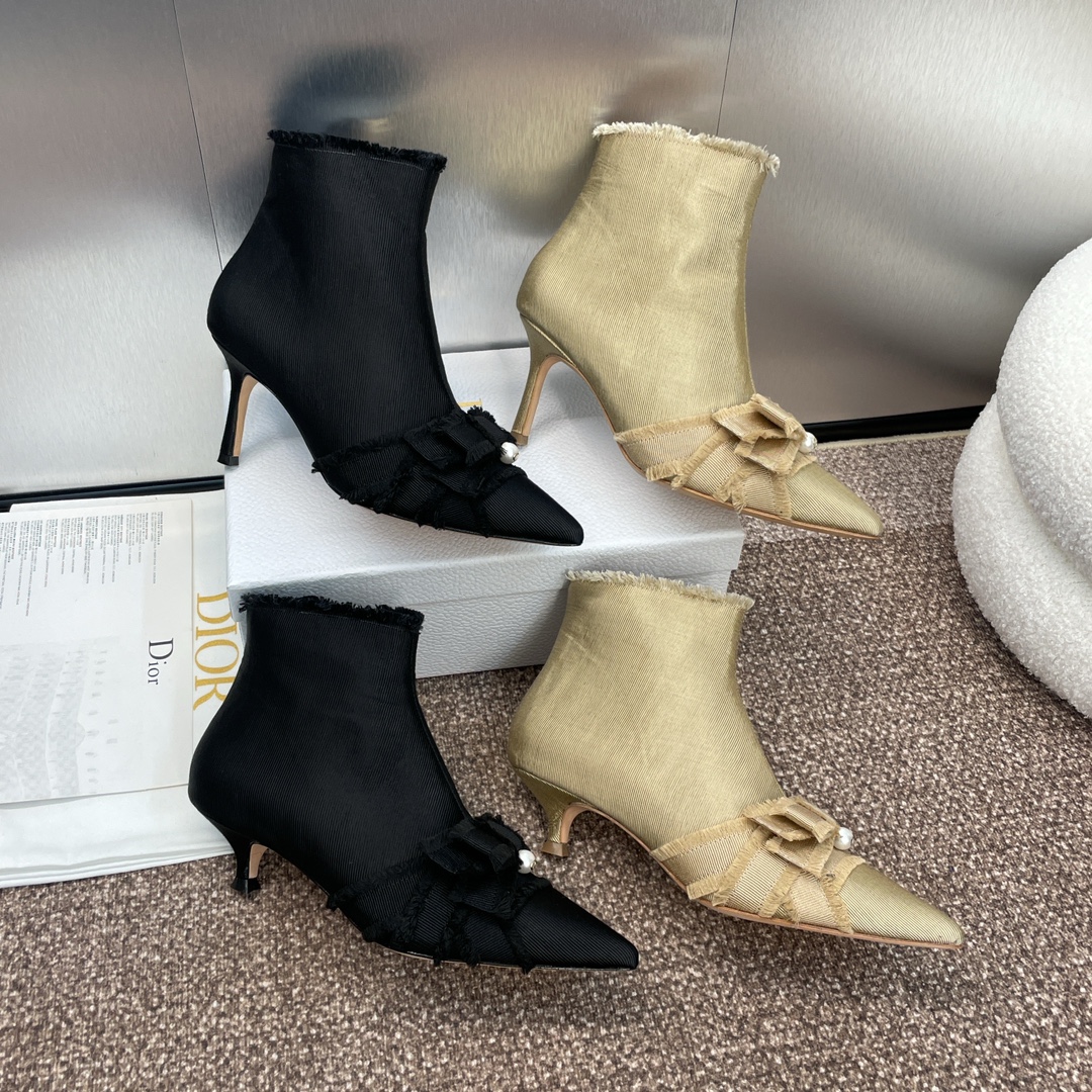 [TOP] Christian Dior J'ADIOR Tassel Ribbon Boots with Pearl - 2 Color