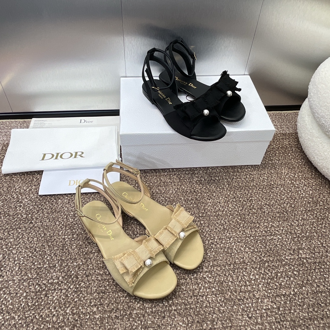 [TOP] Christian Dior J'ADIOR Tassel Ribbon Sandals with Pearl - 2 Color