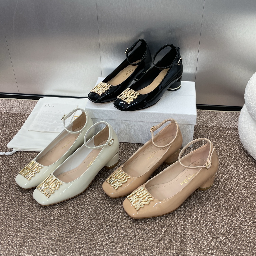 [TOP] Christian Dior MISS DIOR Chunky Heel Square Toe Mary Jane Shoes - 3 Color