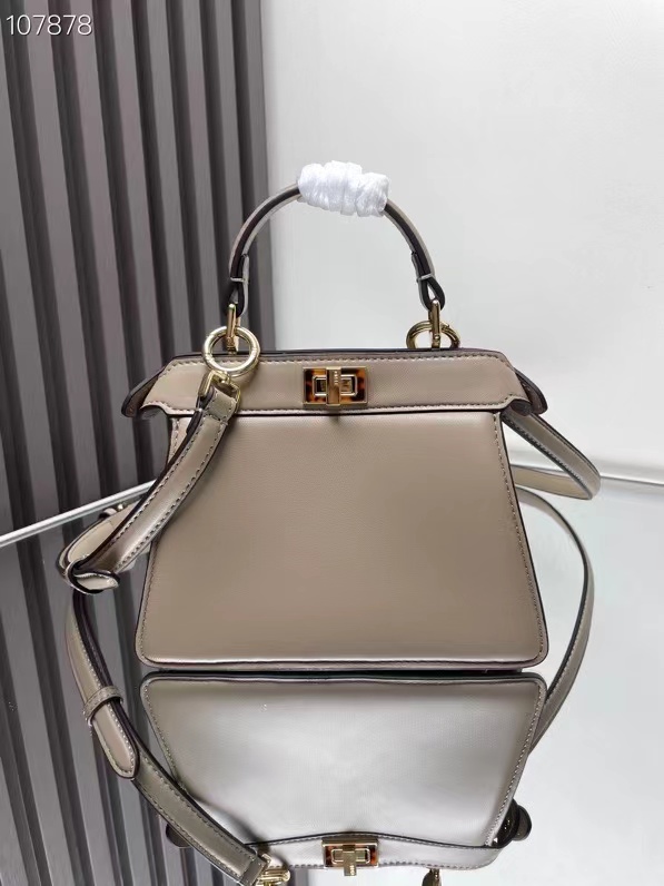 [TOP] FENDI Retro Leather Peekaboo Bags - 33x25x13cm - Khaki&GHW