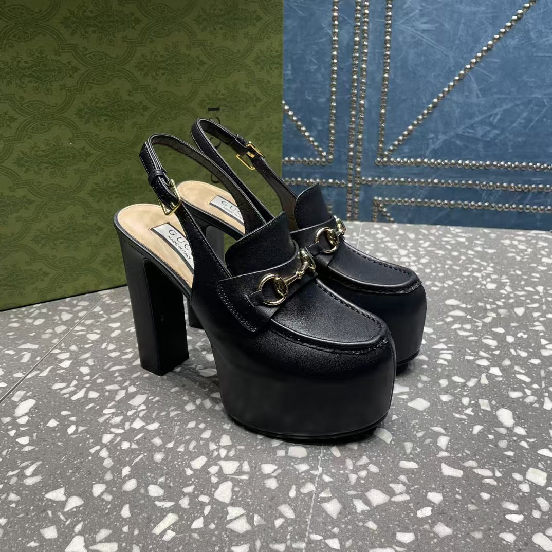 [TOP] GUCCI Women's  Horsebit Platform Loafer Slingback - 13 Colors