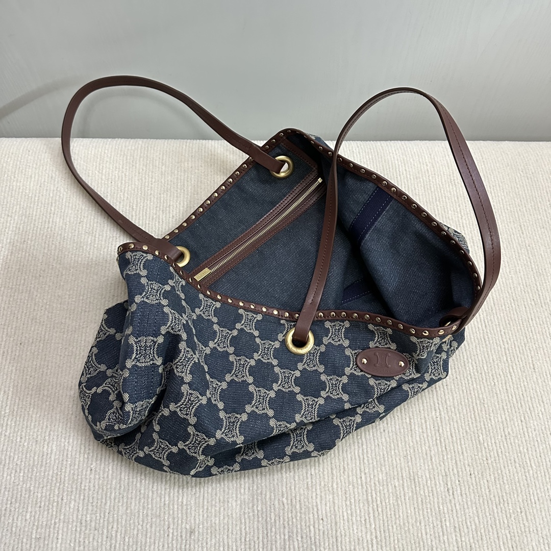 [TOP] CELINE Denim Collection Medieval Tote Bag 48×37cm - Dark Blue