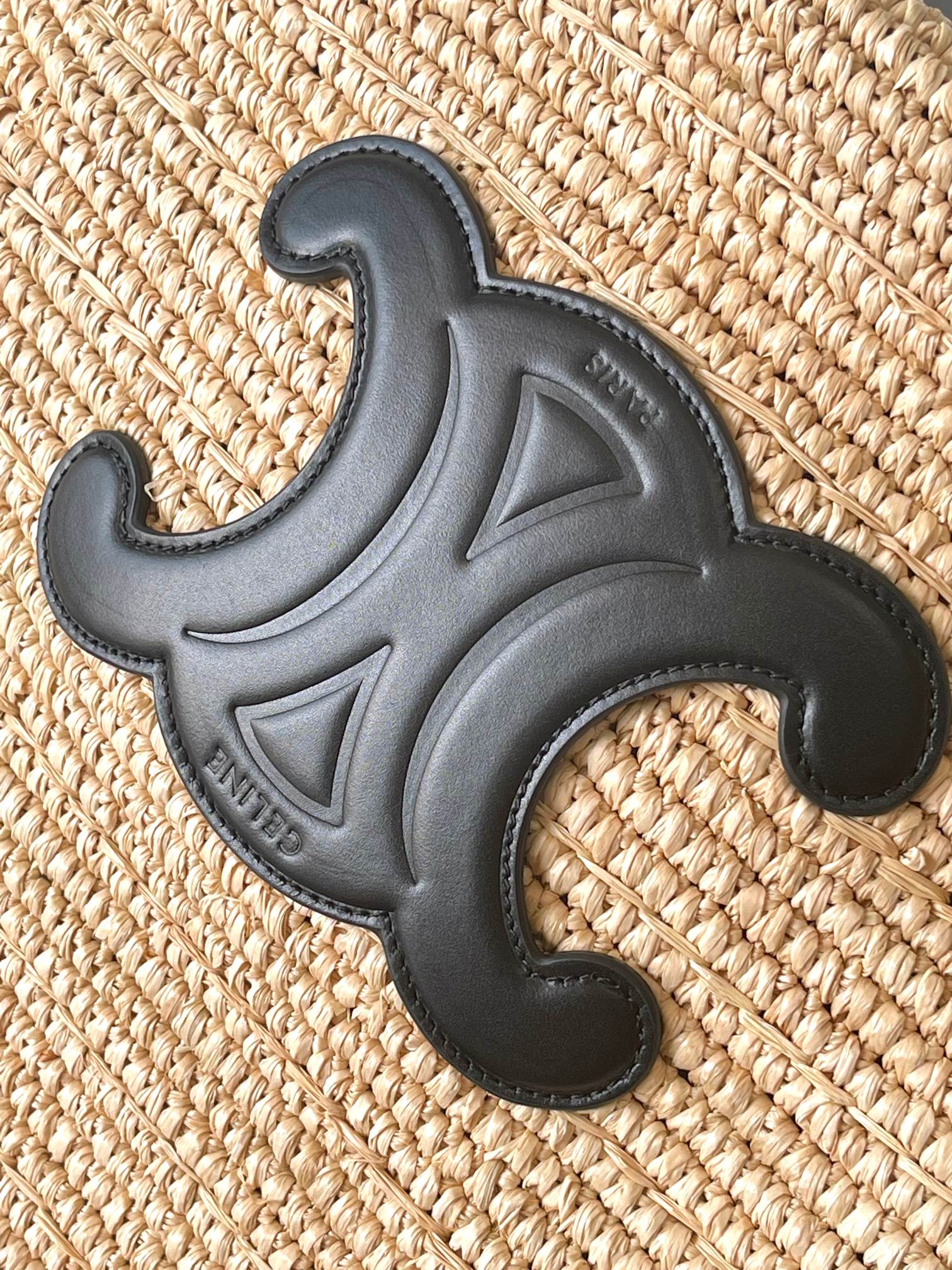 [TOP] CELINE Cow Leather Classic Straw Basket Bag 22*30*14CM - Apricot &Black