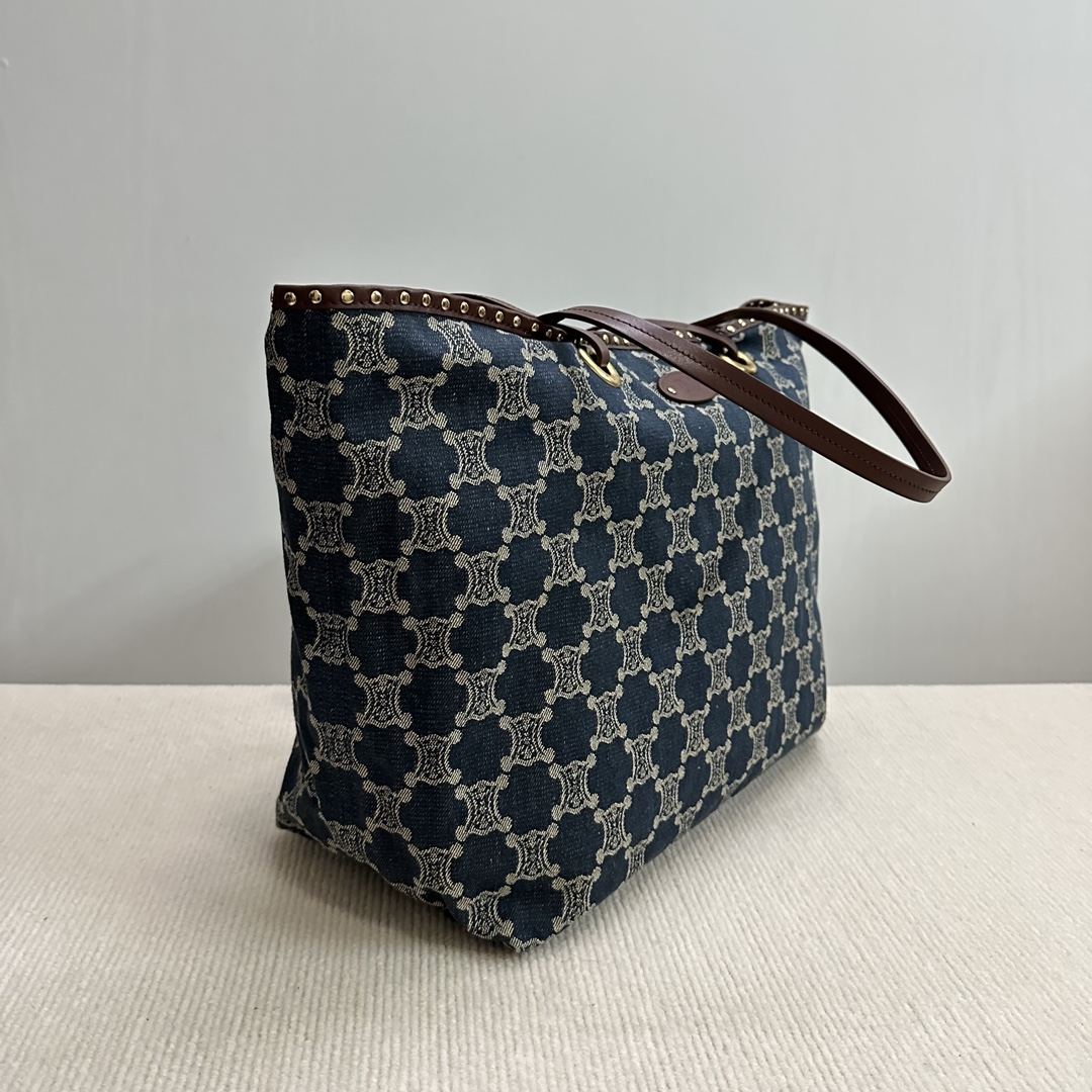 [TOP] CELINE Denim Collection Medieval Tote Bag 48×37cm - Dark Blue