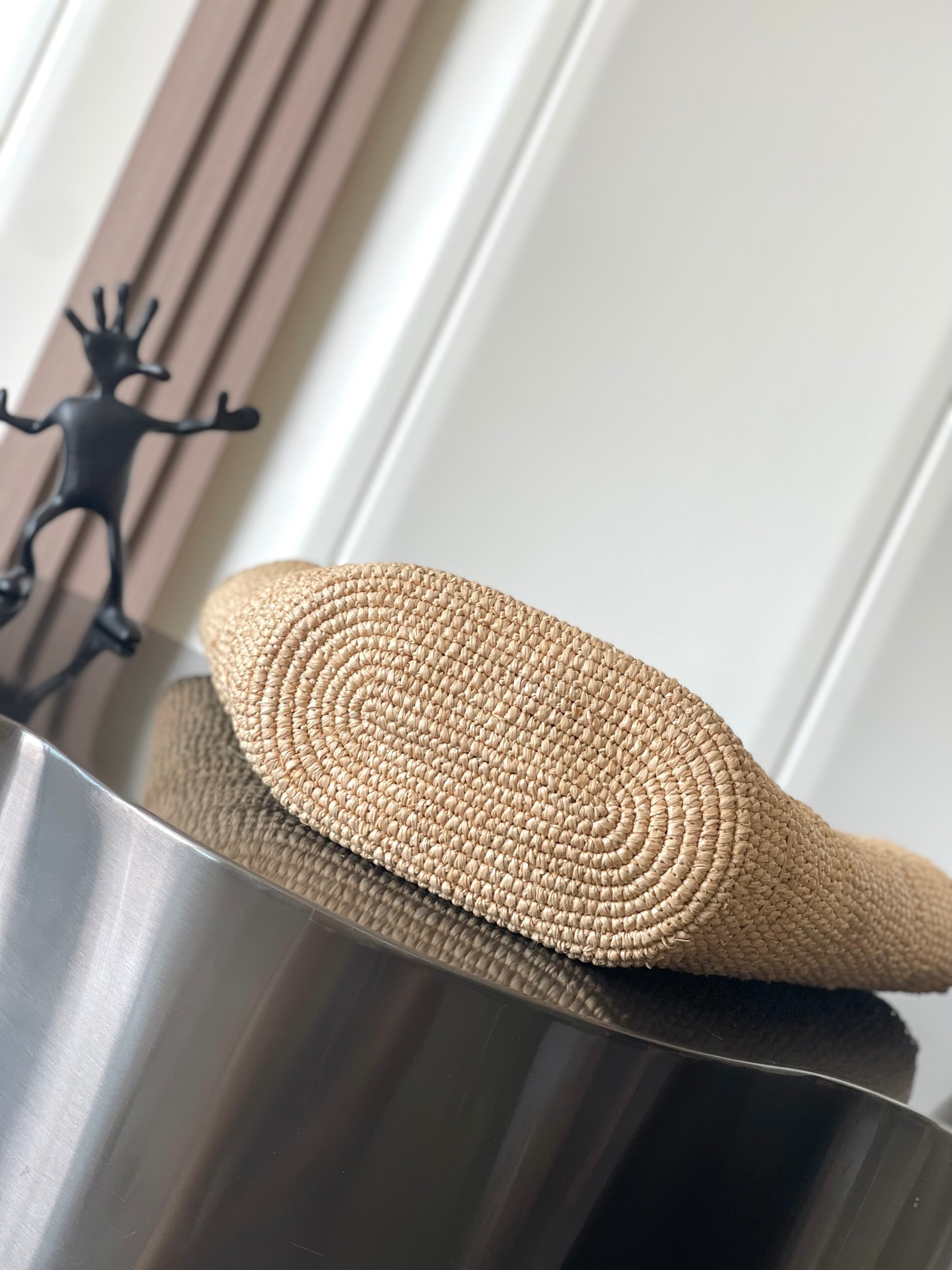 [TOP] CELINE Cow Leather Classic Straw Basket Bag 22*30*14CM - Apricot &Black