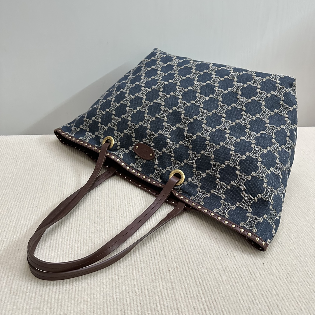 [TOP] CELINE Denim Collection Medieval Tote Bag 48×37cm - Dark Blue