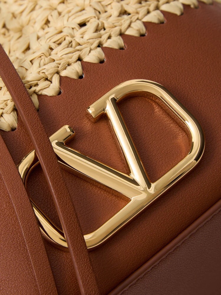 [TOP] VALENTINO Raffia Bucket Bag 20*17*8cm - Apricot&Brown