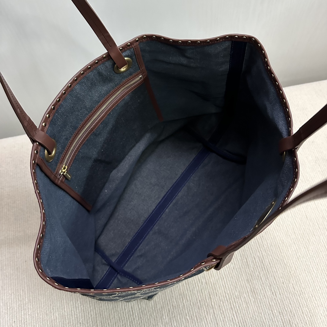 [TOP] CELINE Denim Collection Medieval Tote Bag 48×37cm - Dark Blue