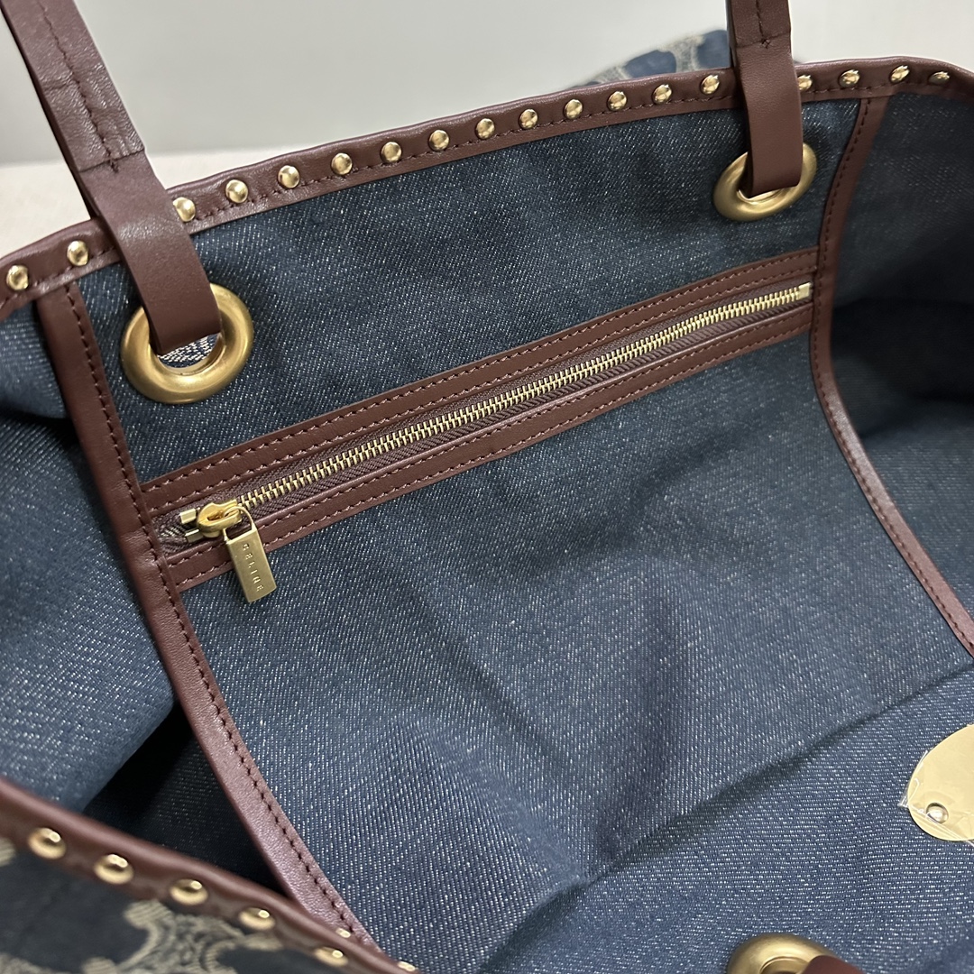 [TOP] CELINE Denim Collection Medieval Tote Bag 48×37cm - Dark Blue