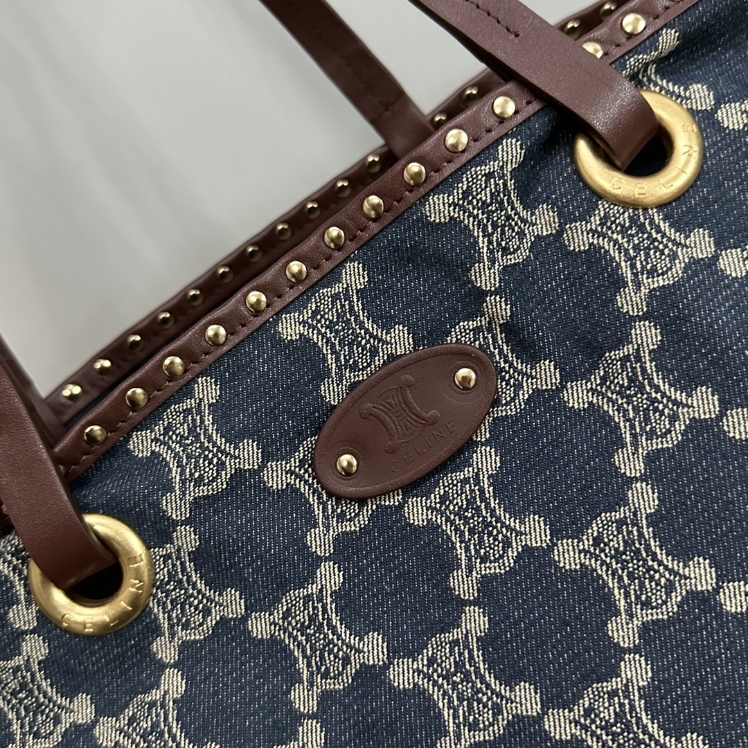 [TOP] CELINE Denim Collection Medieval Tote Bag 48×37cm - Dark Blue