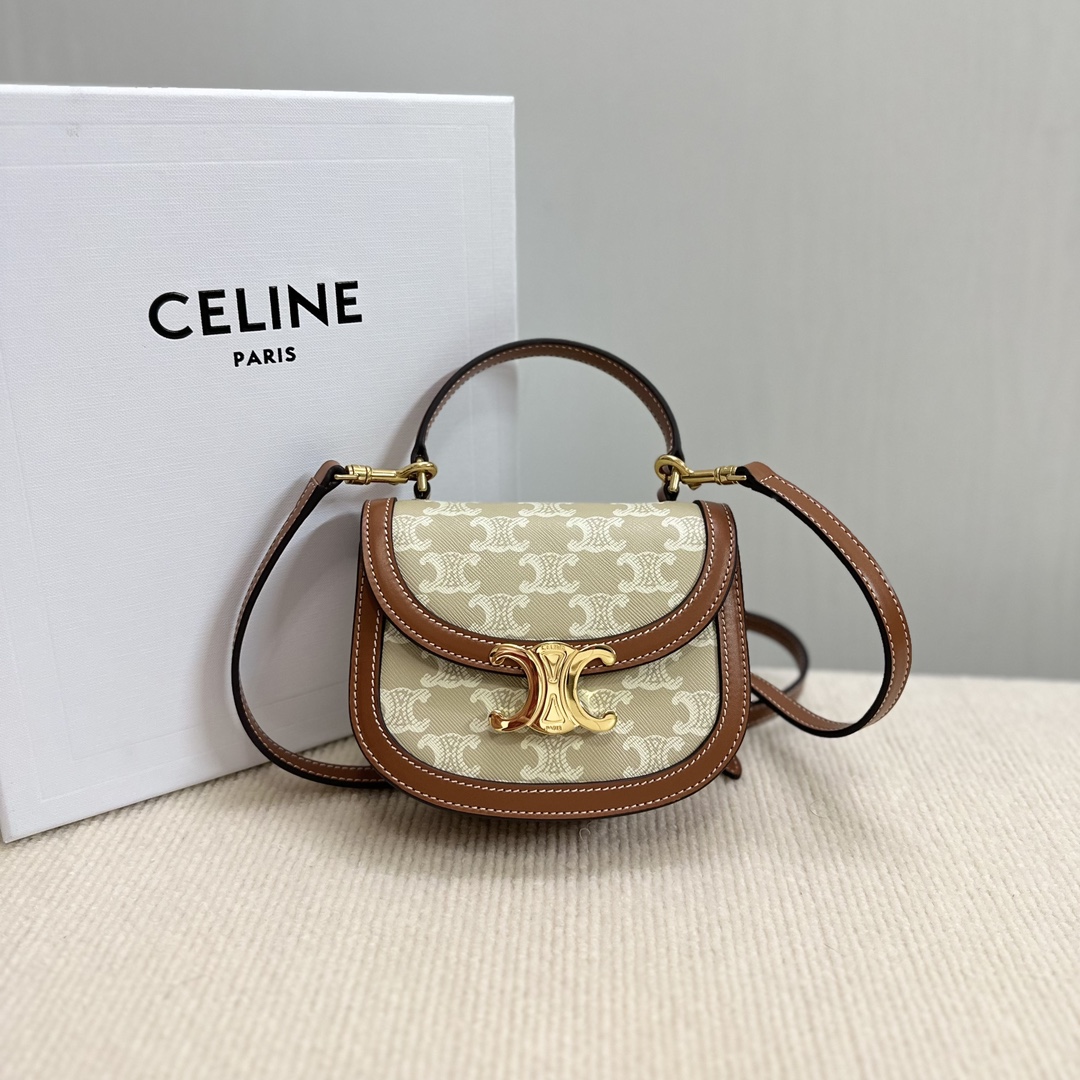 [TOP] CELINE Mini Besace Triomphe Bag 15.5×11.5×5cm - GHW - 2 Colors